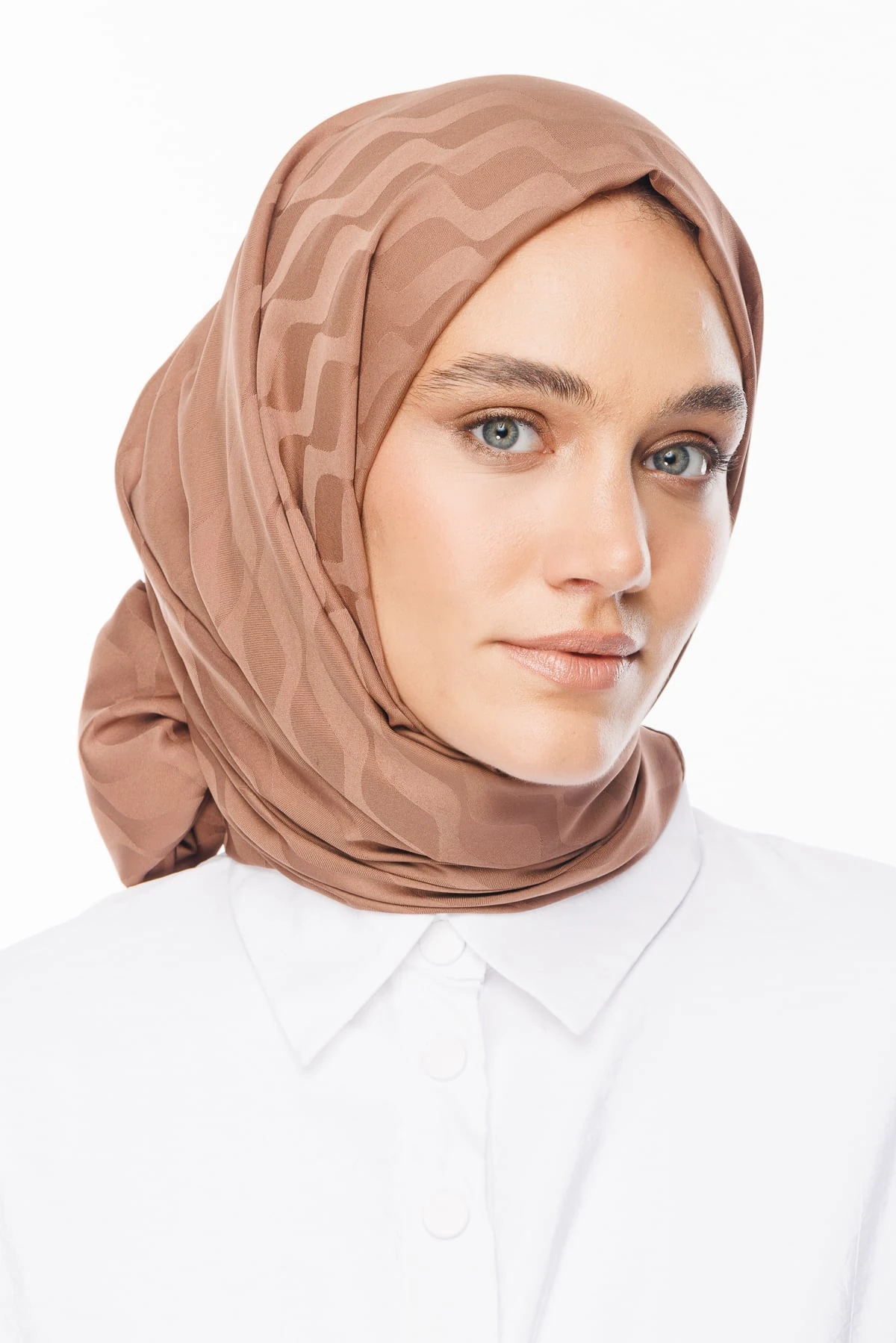 Wave-Pattern Silky Jacquard Shawl - Yalı