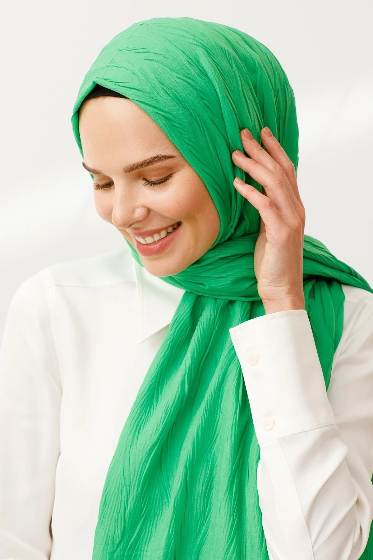 Toptan Piliseli Bambu Şal - Benetton Yeşili