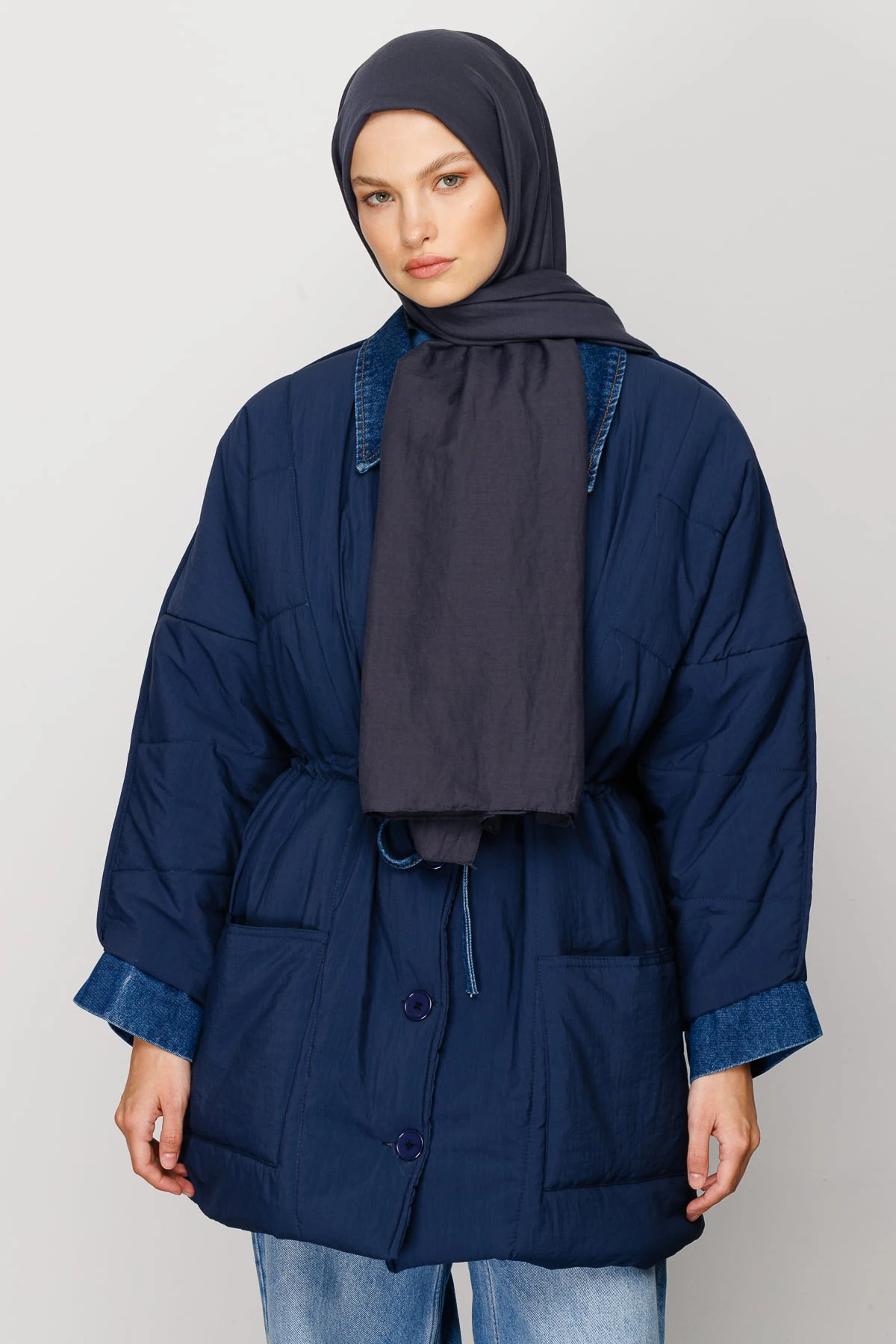 Toptan Pamuk Kraş Şal - Antrasit