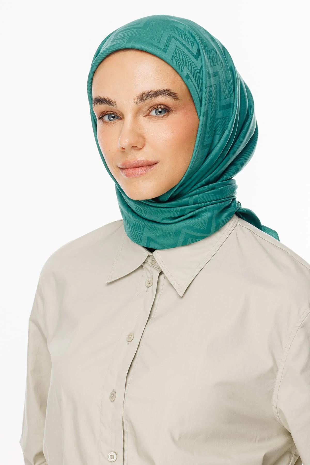 Toptan Viora Desen İpeksi Jakar Eşarp - Mint Yeşili