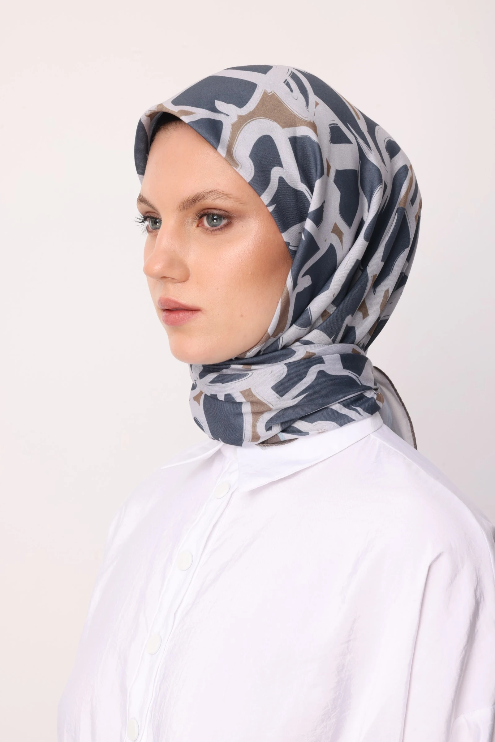 Zyra Patterned Cotton Scarf - Slate
