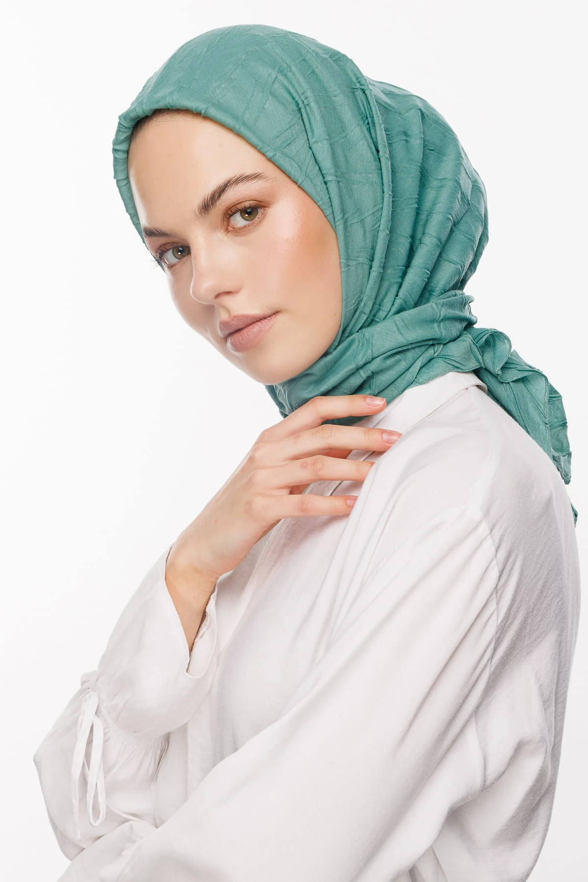 Toptan Piliseli Bambu Eşarp - Mint Yeşili