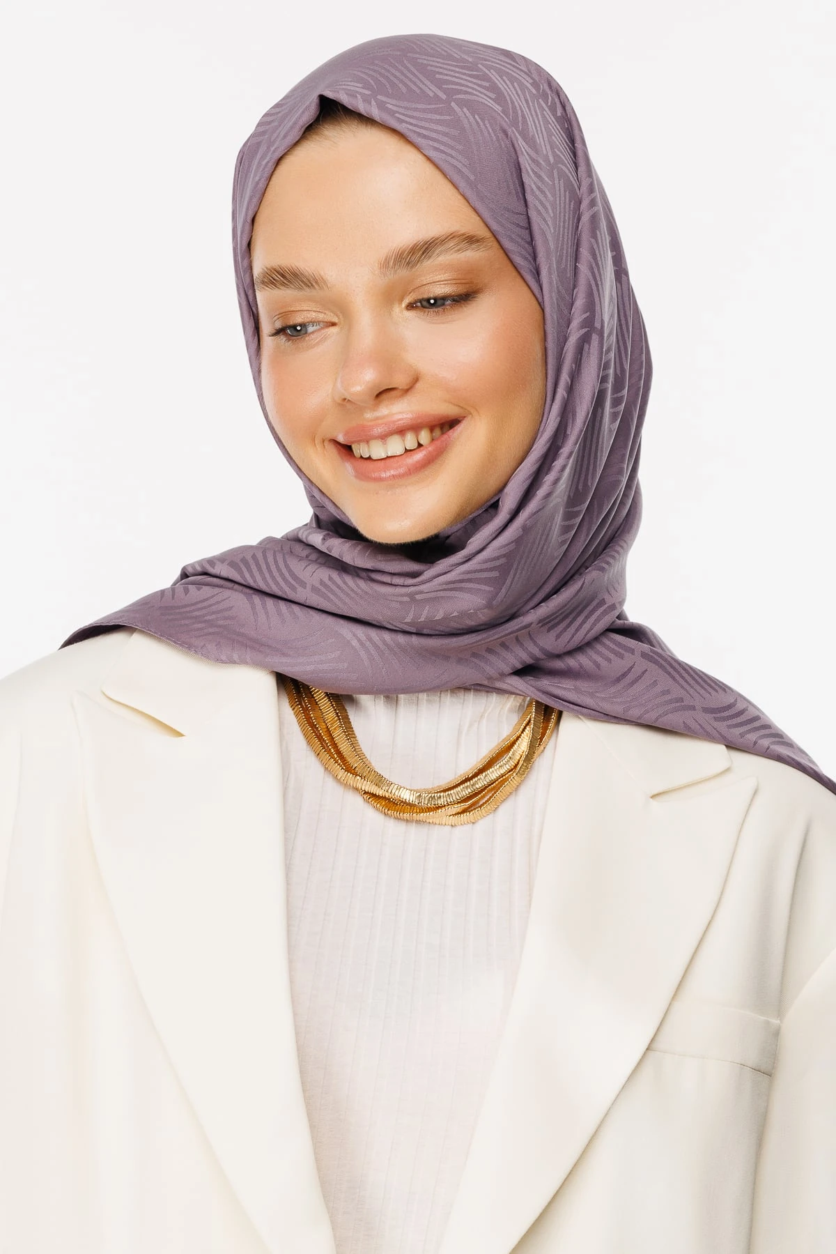 Aura Pattern Silk Jacquard Shawl - Lavender