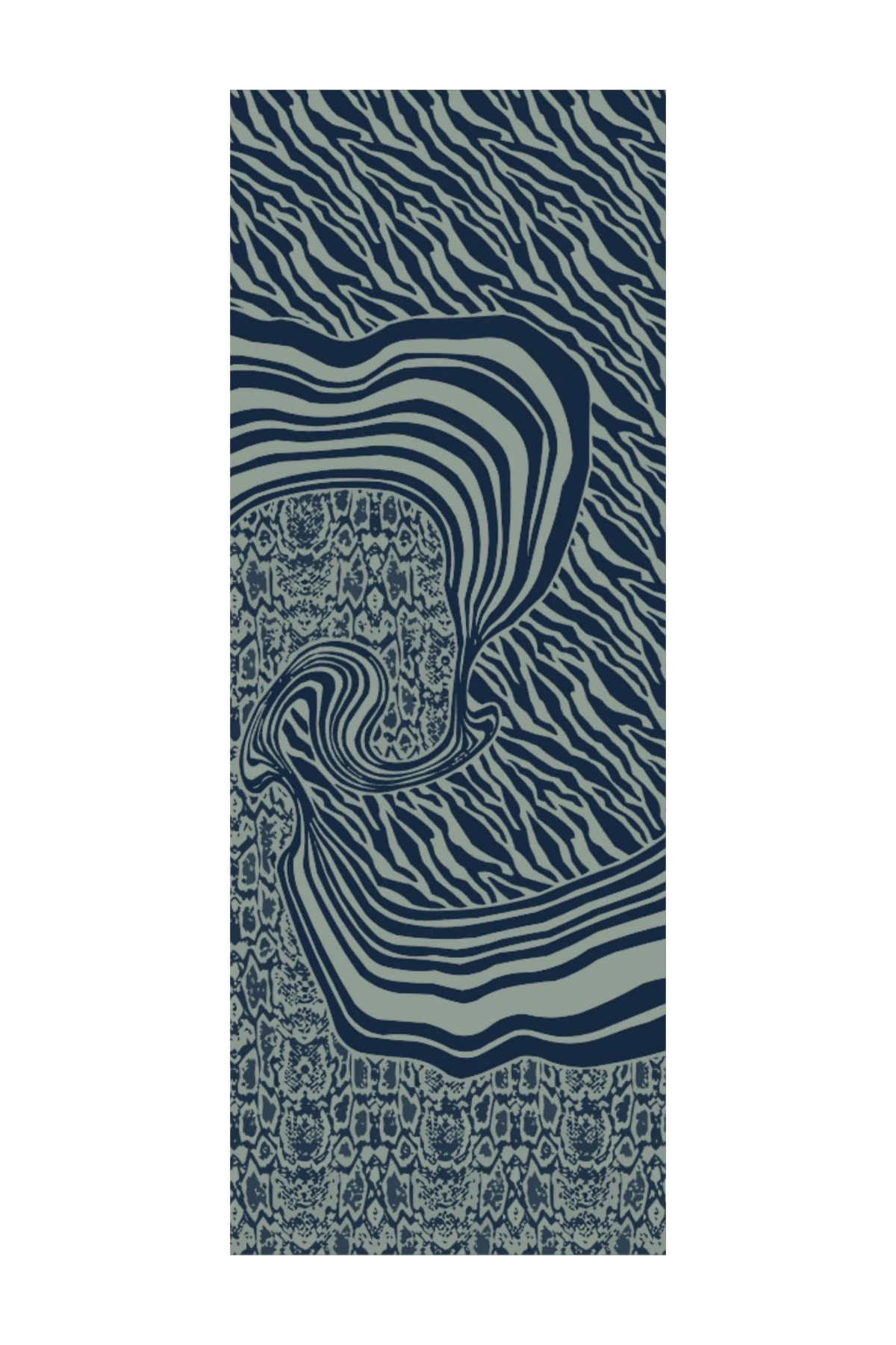 Toptan Riad Desen Çift Taraflı Şal - Lacivert-Su Yeşili