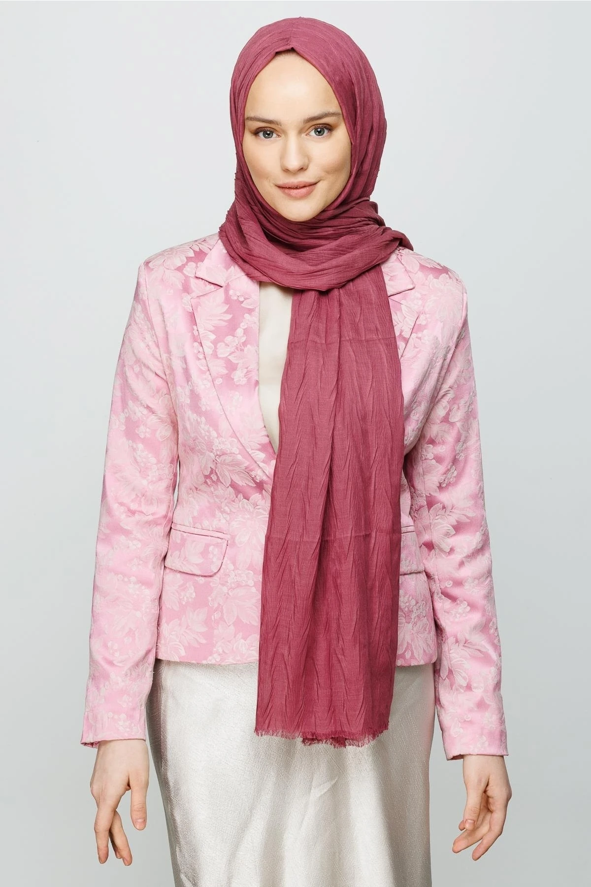 Toptan Piliseli Bambu Şal - Gül Kurusu