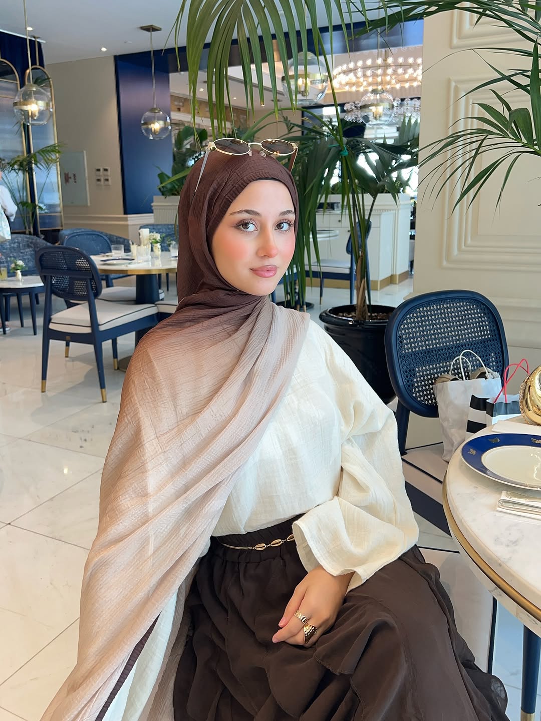 Ombre Muslin Shawl - Beige