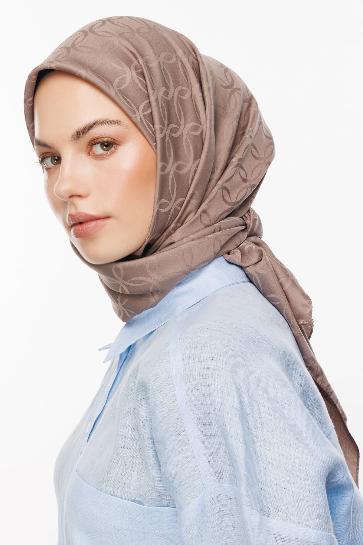 London Pattern Silky Jacquard Scarf - Canyon