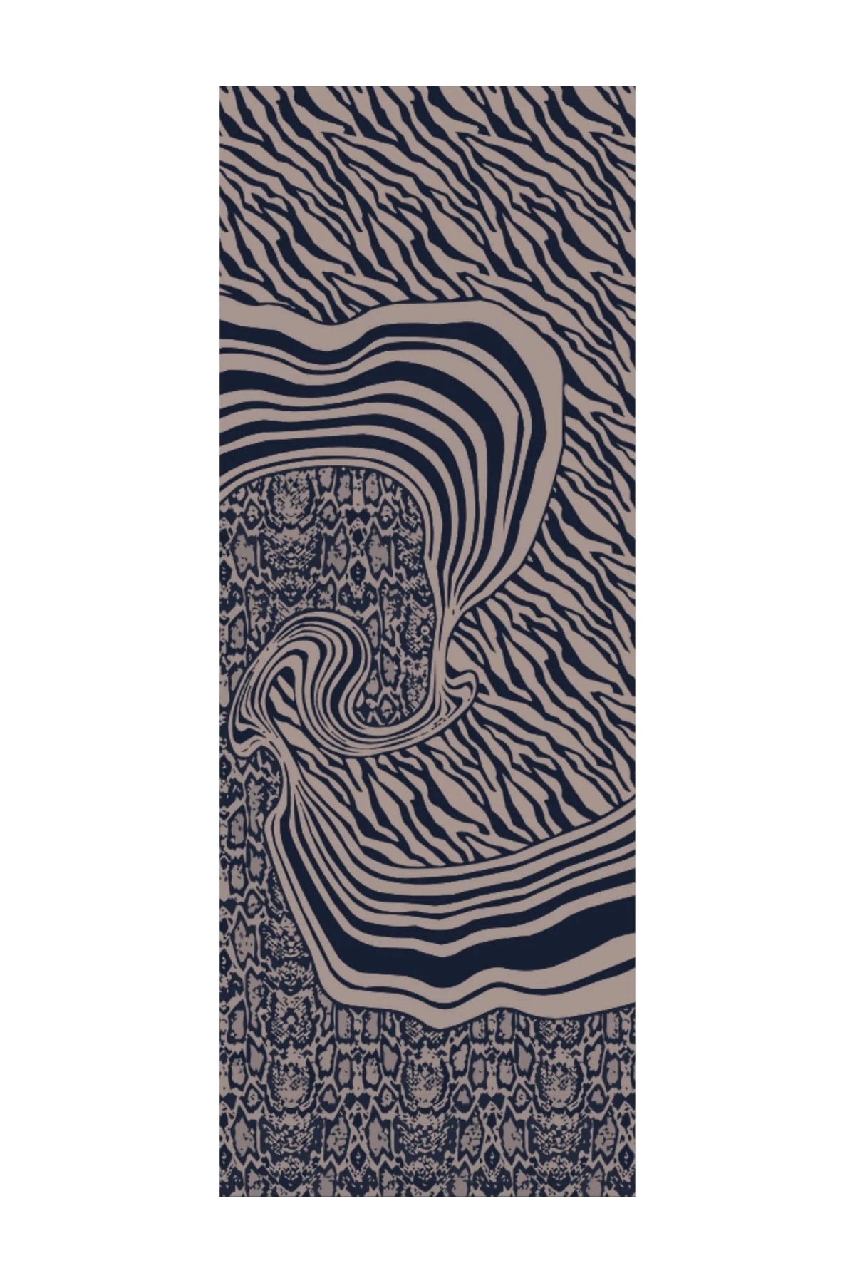 Toptan Riad Desen Çift Taraflı Şal - Lacivert-Bej