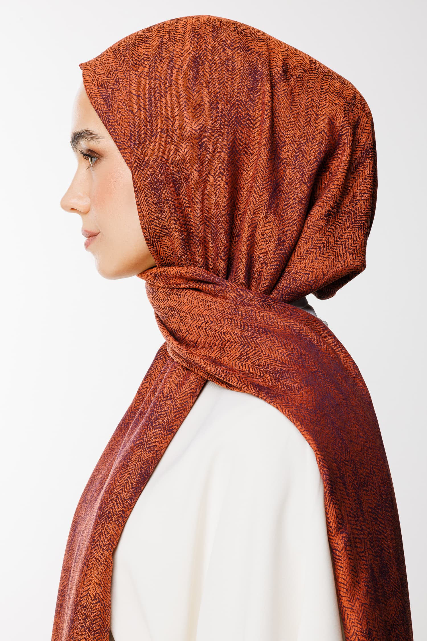 Toptan Sahra Desen Çift Taraflı Şal - Mor-Turuncu