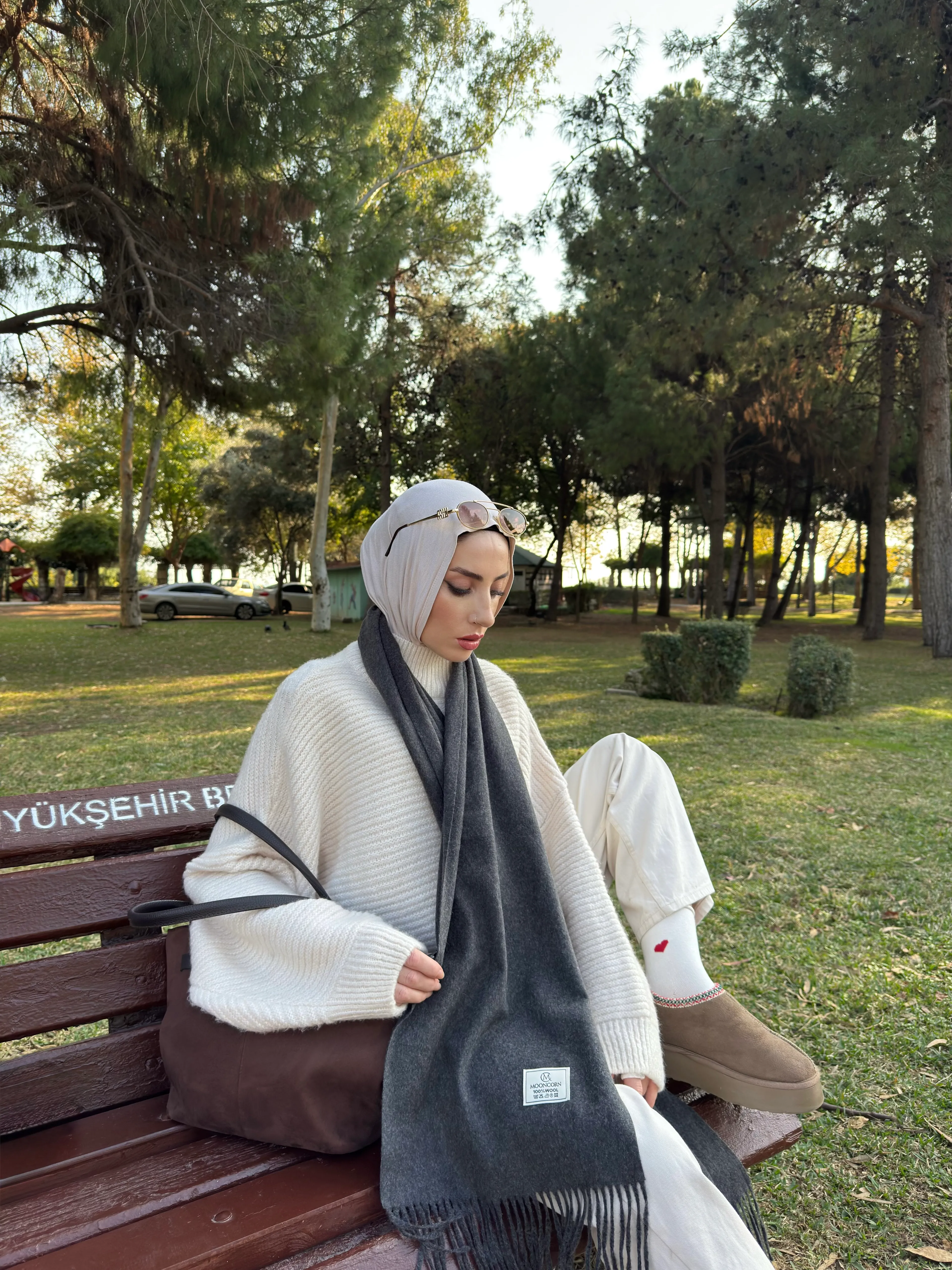 Toptan Yün Atkı - Füme