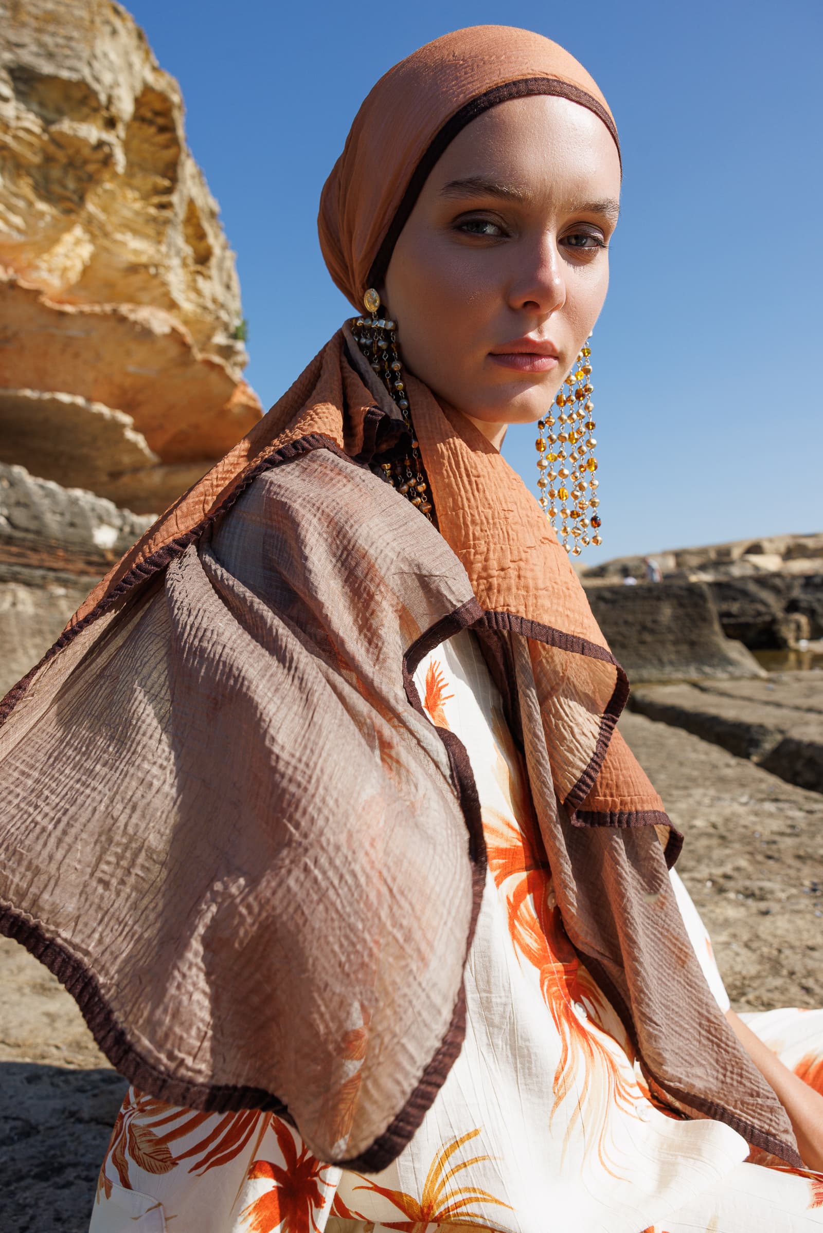 Ombre Muslin Shawl - Copper