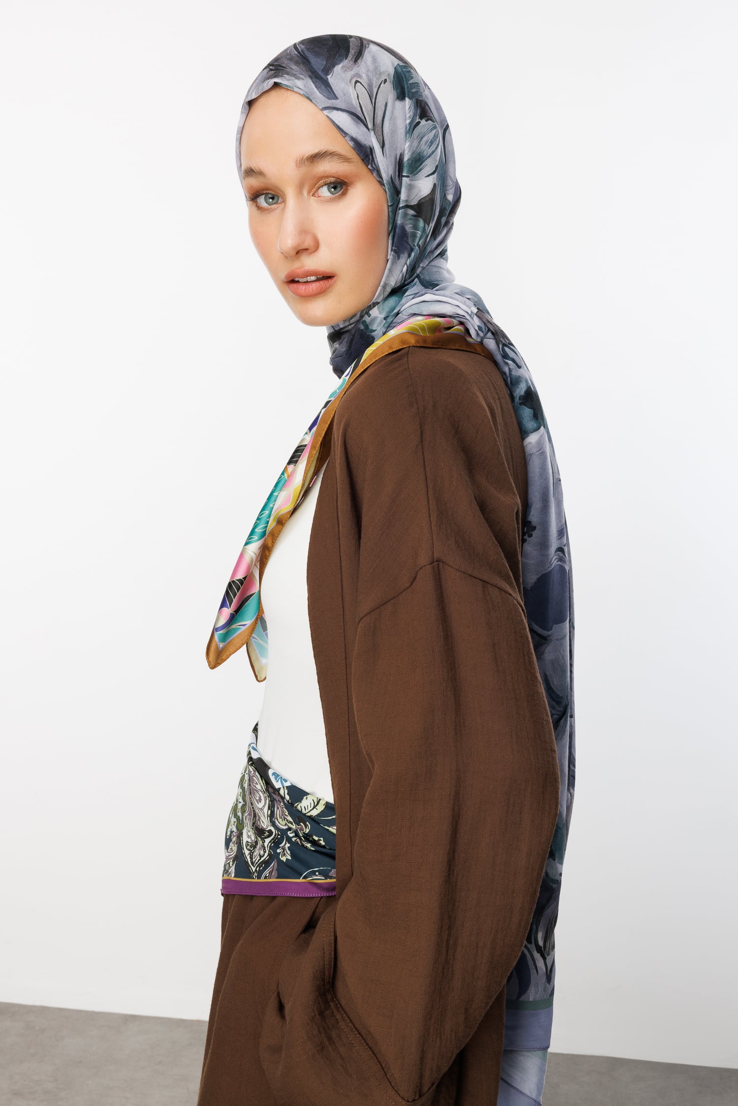 Patterned Cotton Shawl - Blue