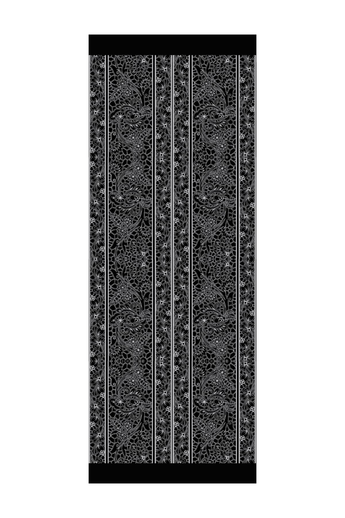 Lavin-Pattern Reversible Shawl - Black-Black