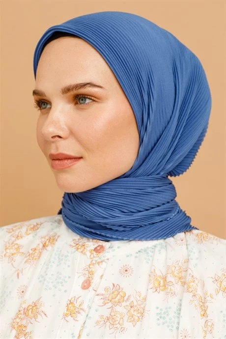 Pleated Scarf - Indigo