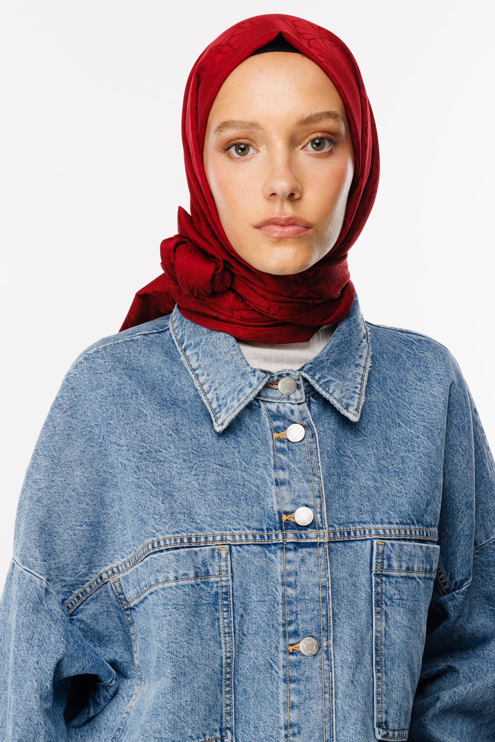 Toptan Lotus Desen İpeksi Jakar Şal - Vişne Çürüğü