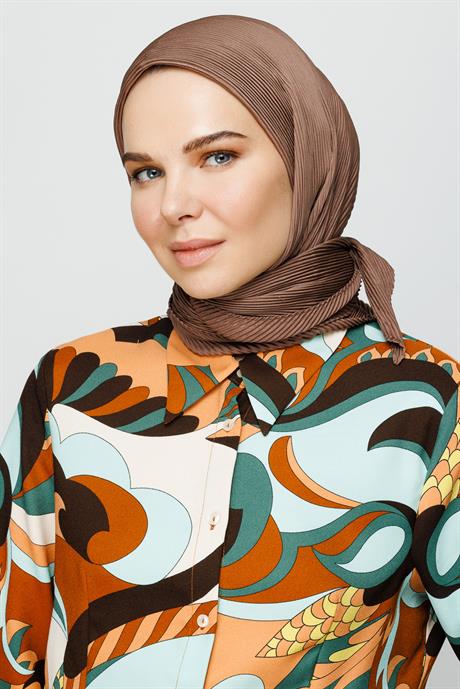 Pleated Scarf - Dark Mink