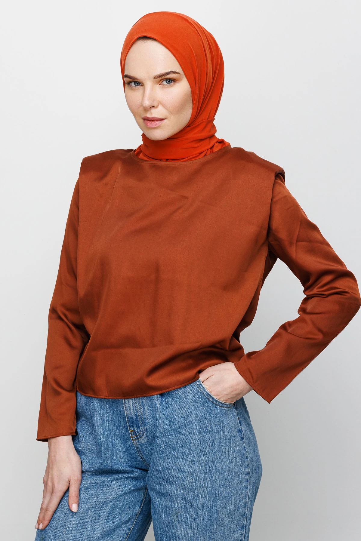 Toptan Hazır Şal - Açık Kiremit