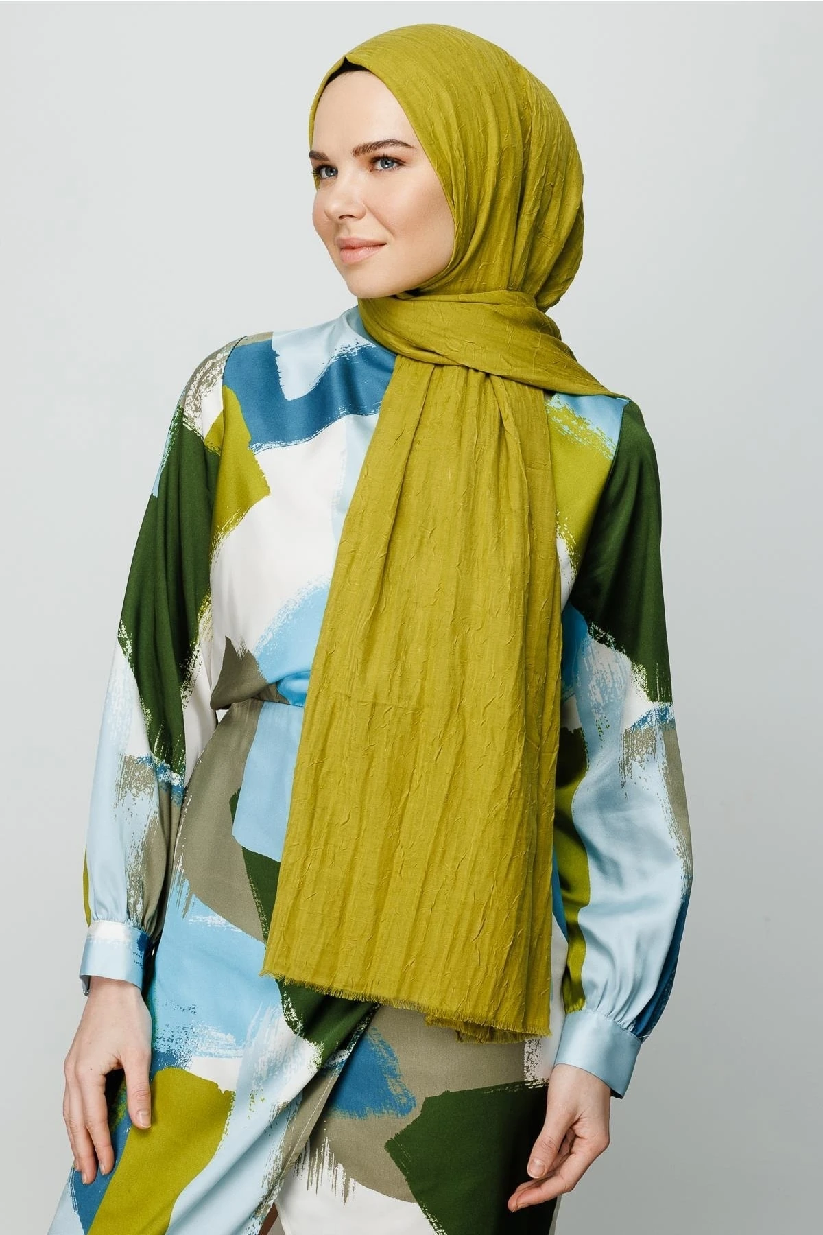 Toptan Bambu Şal - Zeytin Yeşili