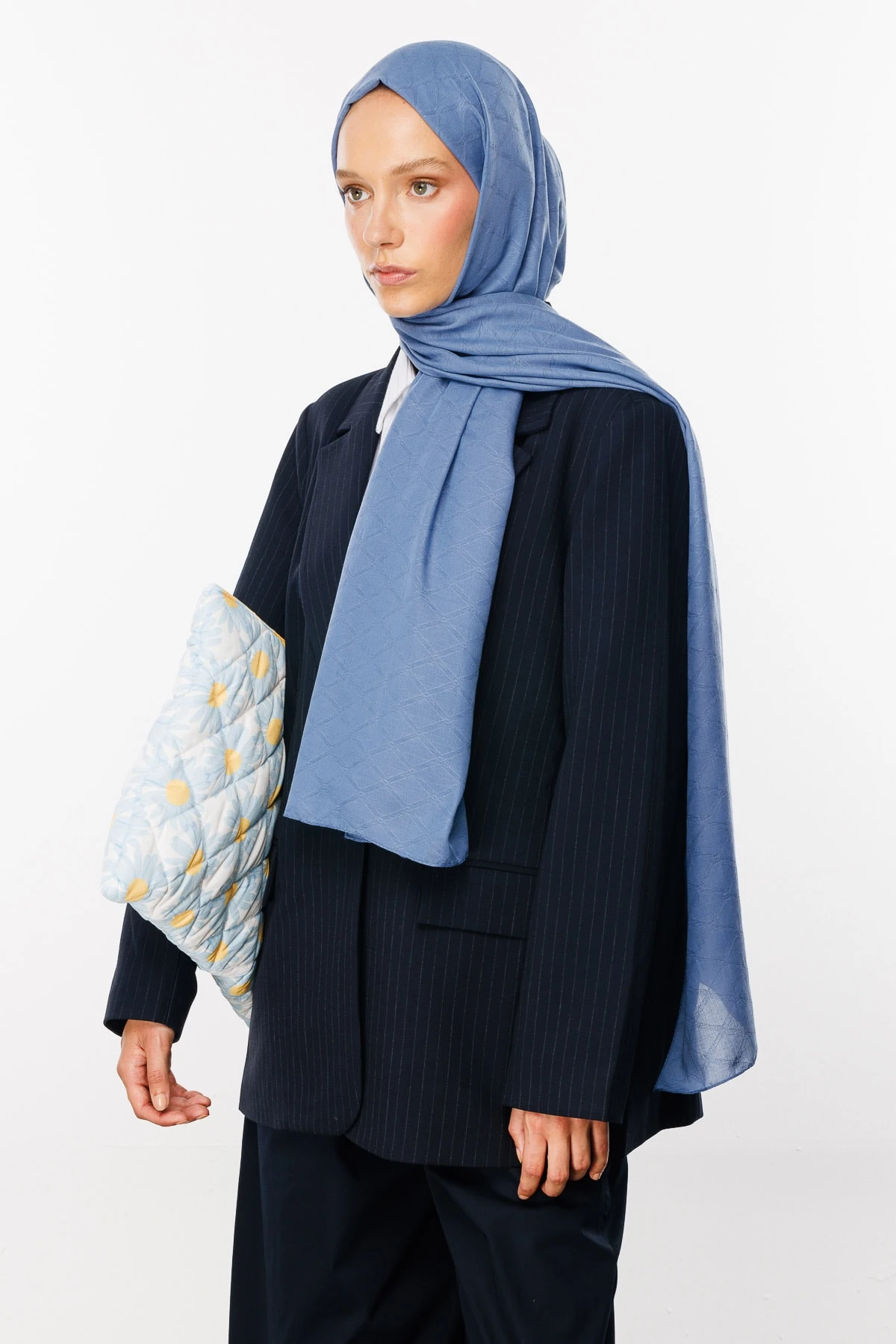 Bamboo Jacquard Shawl - Sky Blue