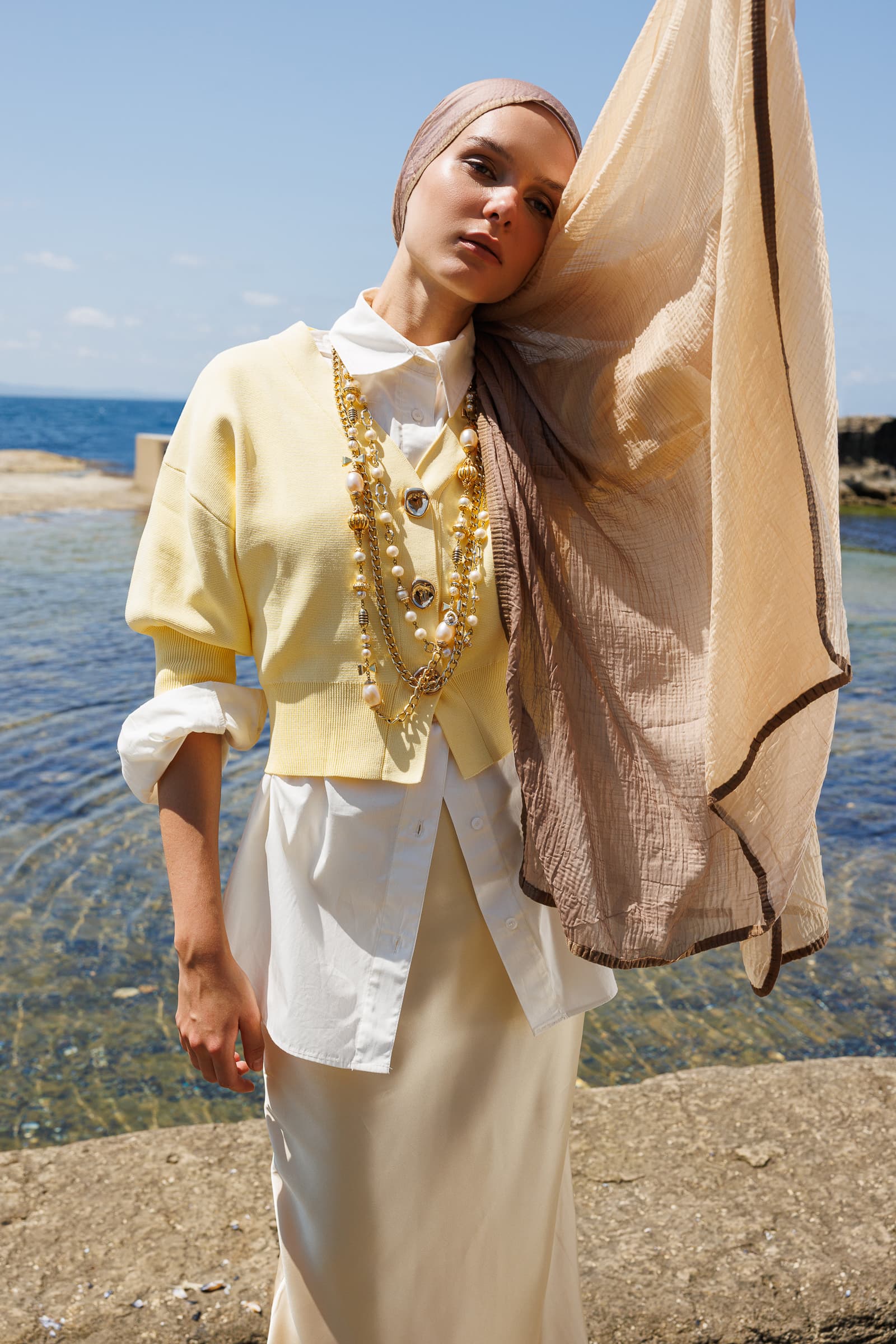 Ombre Muslin Shawl - Latte