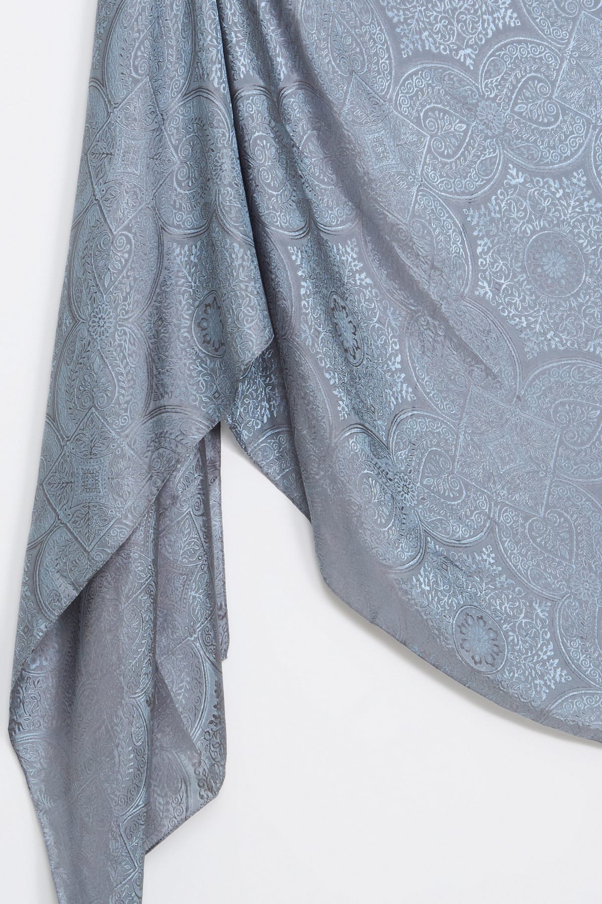 Shline Line Viscose Shawl - Dark Gray-Light Blue