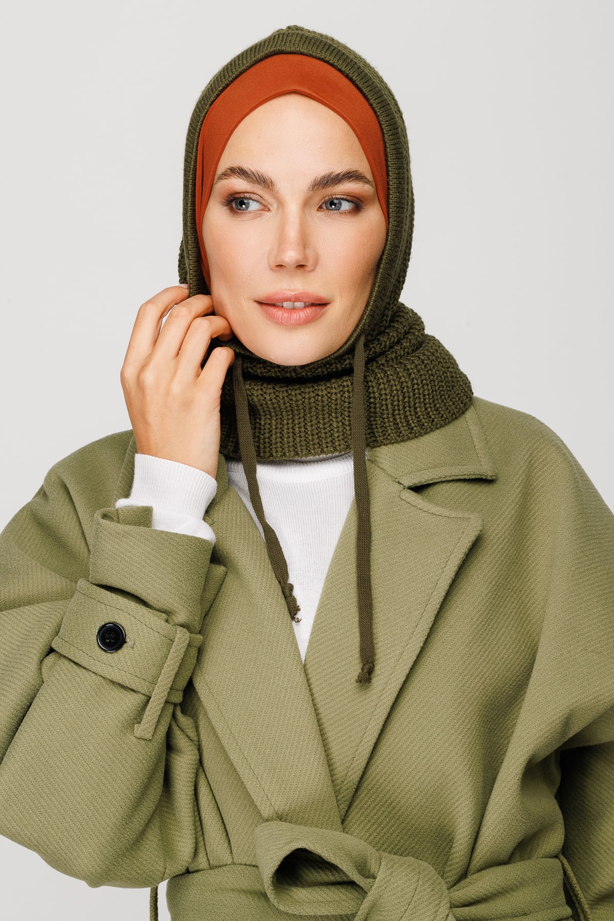 Toptan Balaclava Triko Başlık - Asker Yeşili