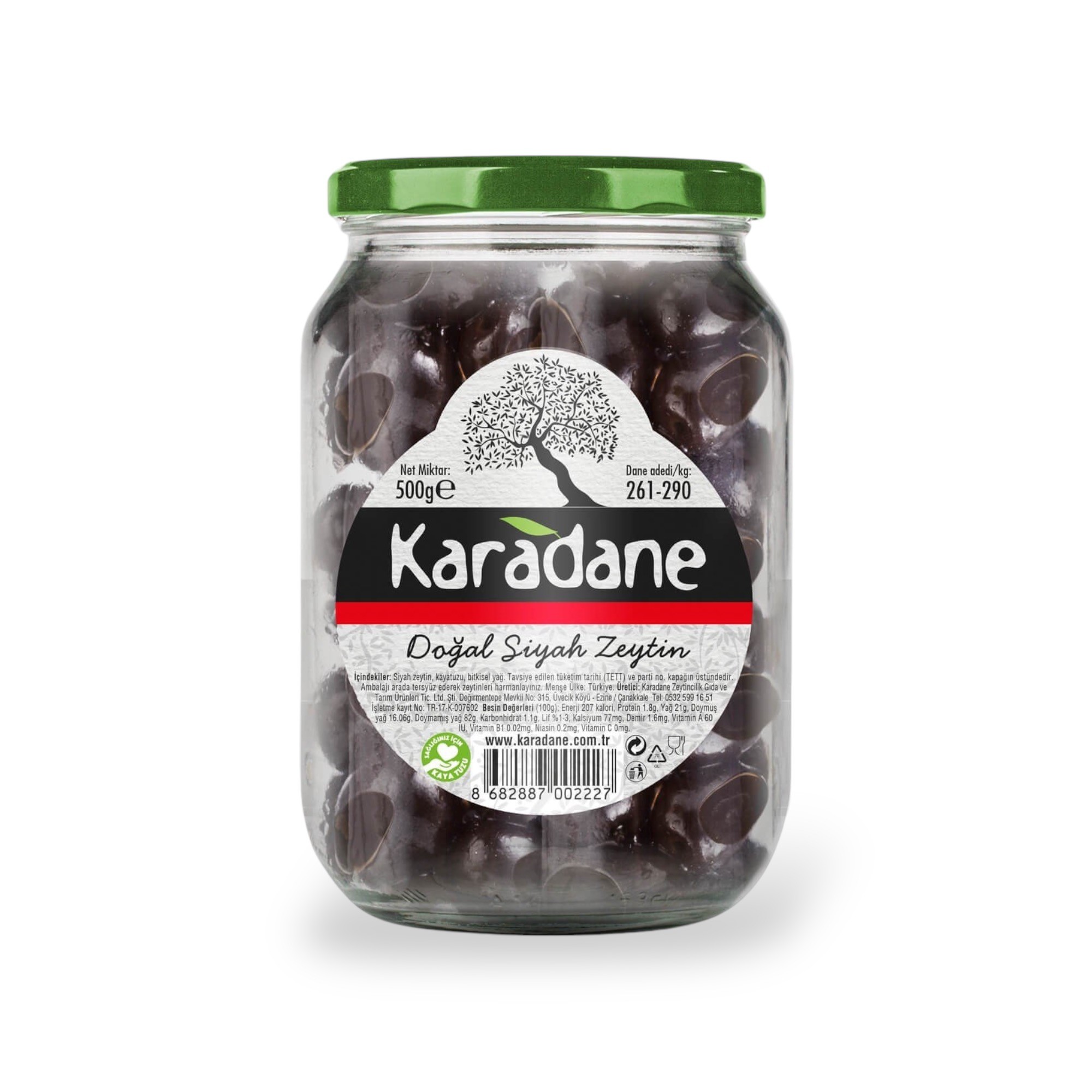 Karadane Siyah Zeytin 261-290 Kalibre KIRMIZI-500g 