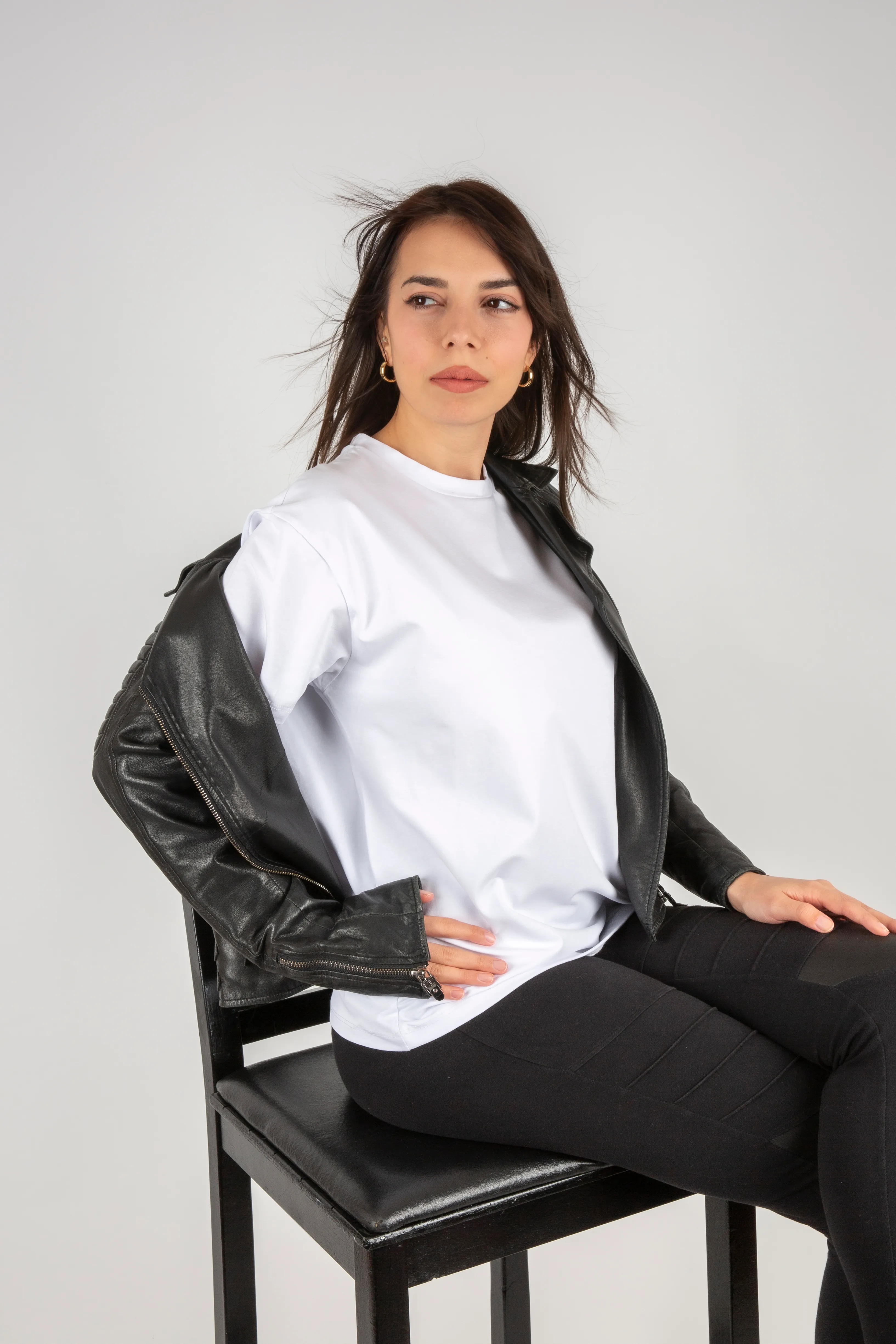 Bisiklet Yaka Loose Fit Kadın Tshirt 