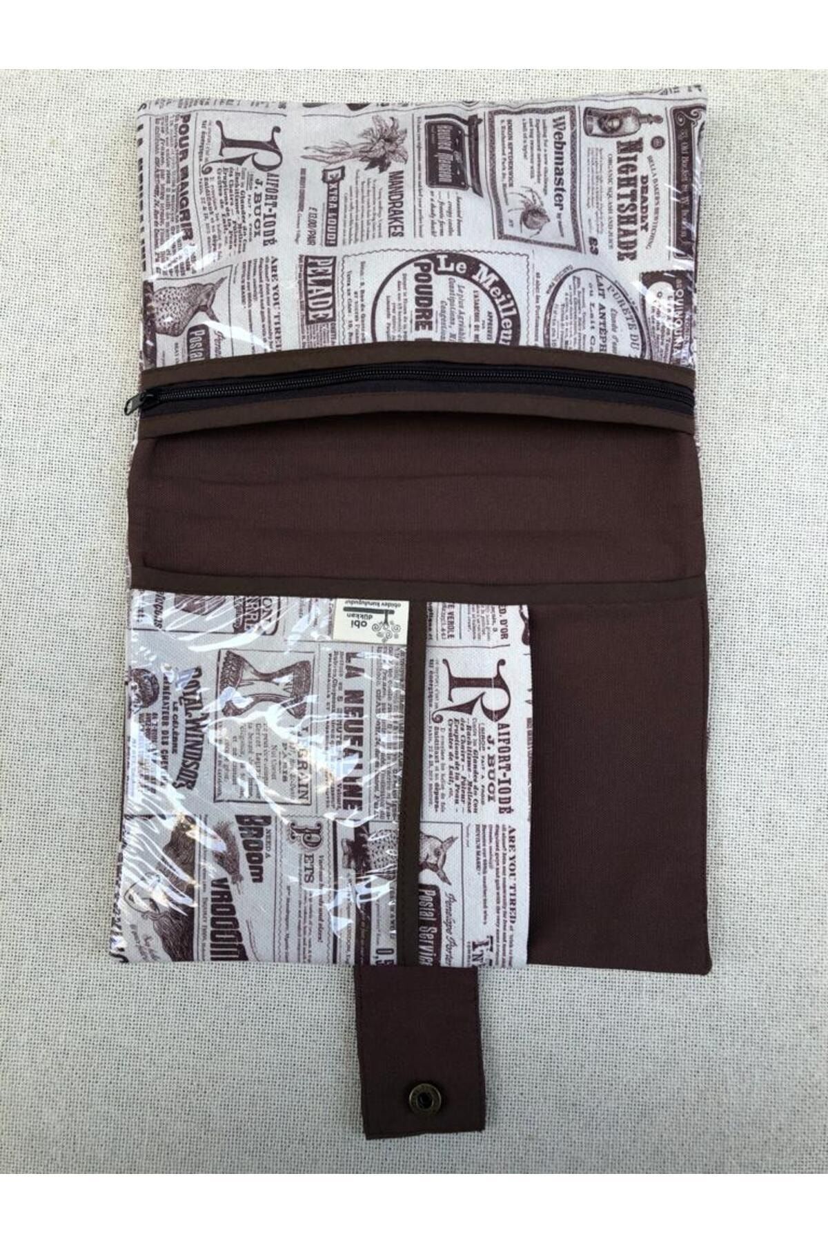 VİNTAGE GAZETE DESEN ORGANİZER ÇANTA