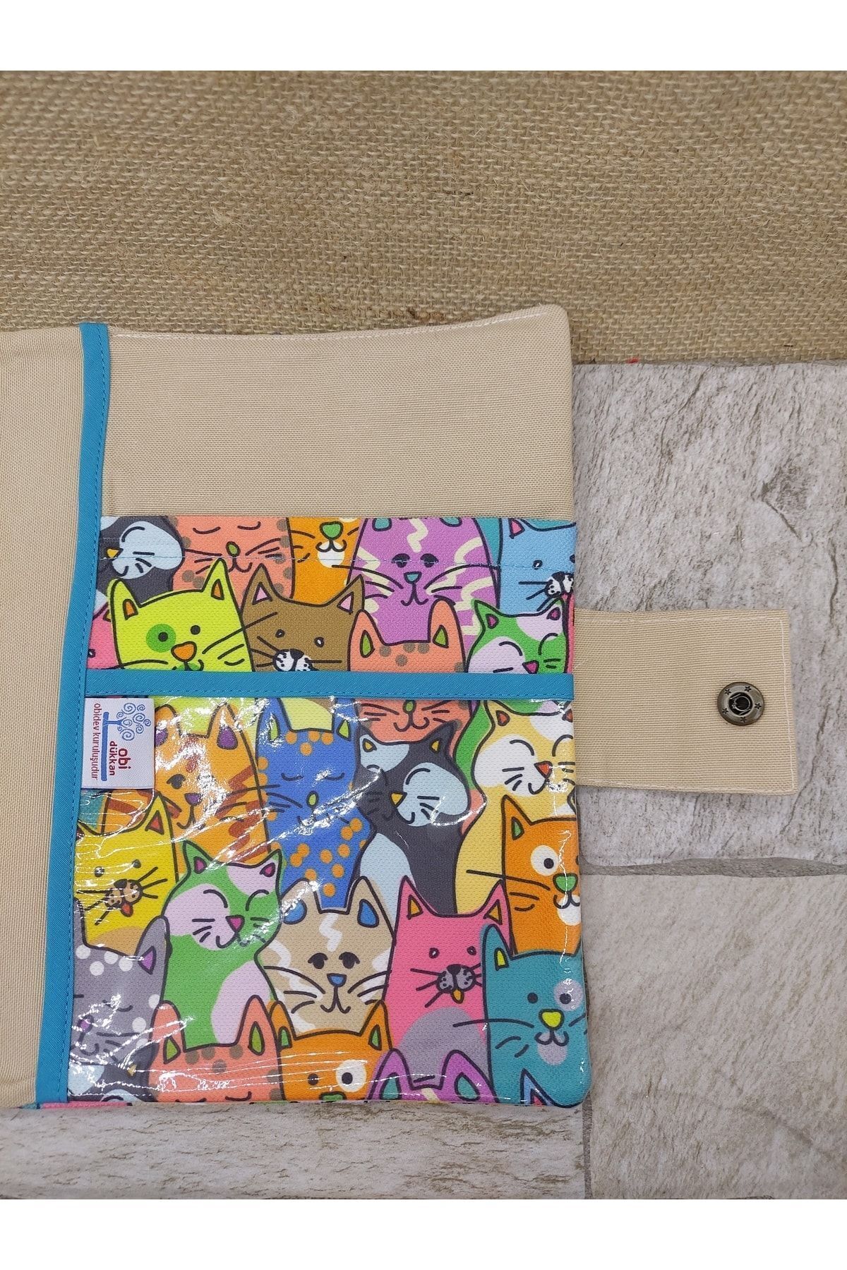 Rengarenk Mavili Kedili Organizer Çanta