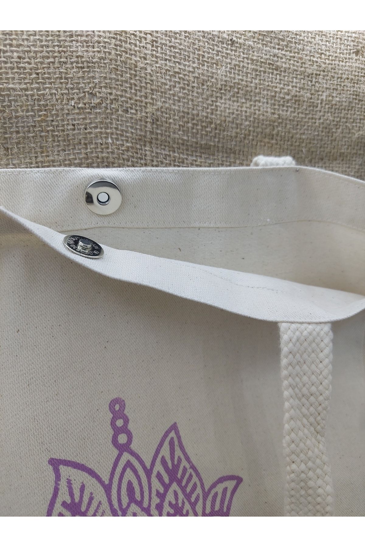 Lotus Çiçeği Baskılı Çanta