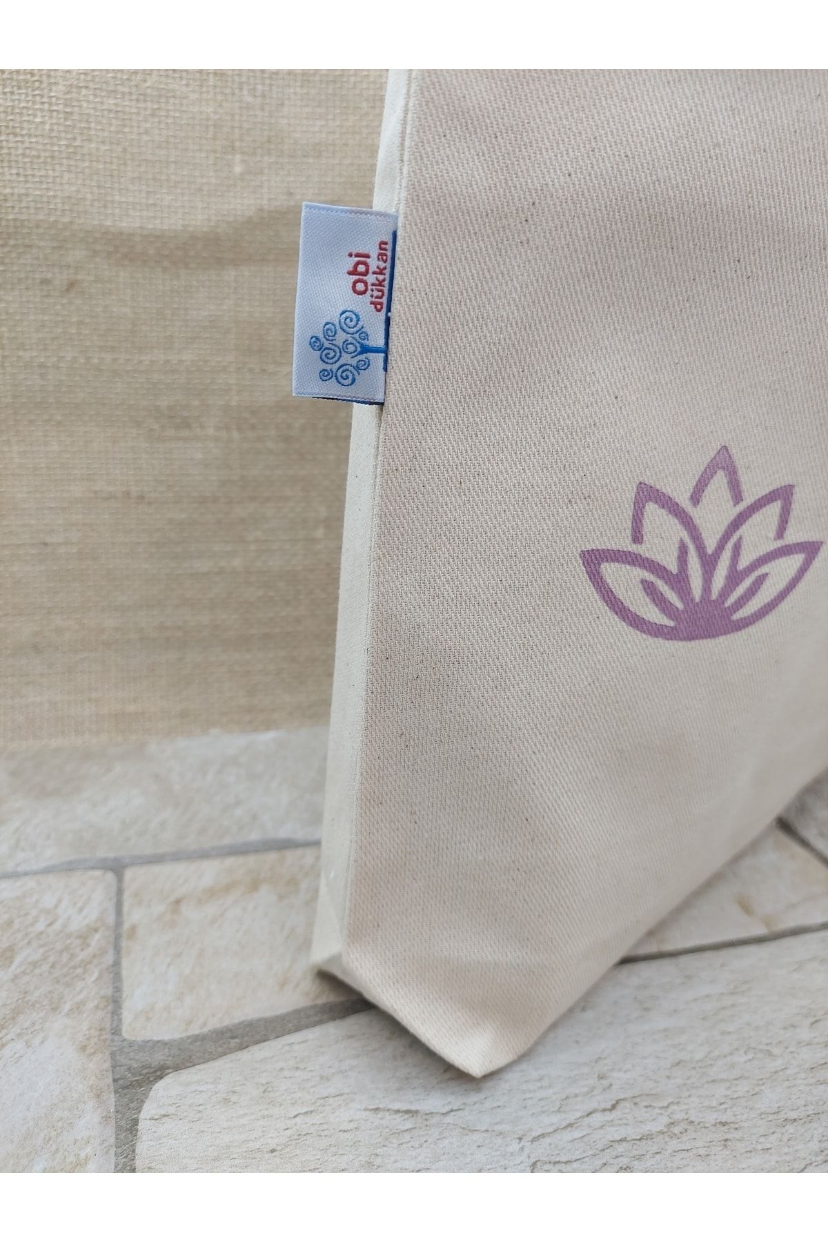 Lotus Çiçeği Baskılı Çanta