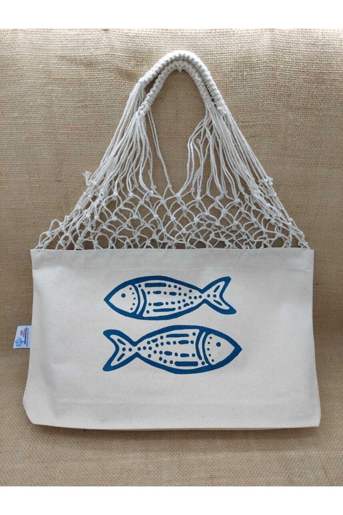Balık Baskı File Çanta