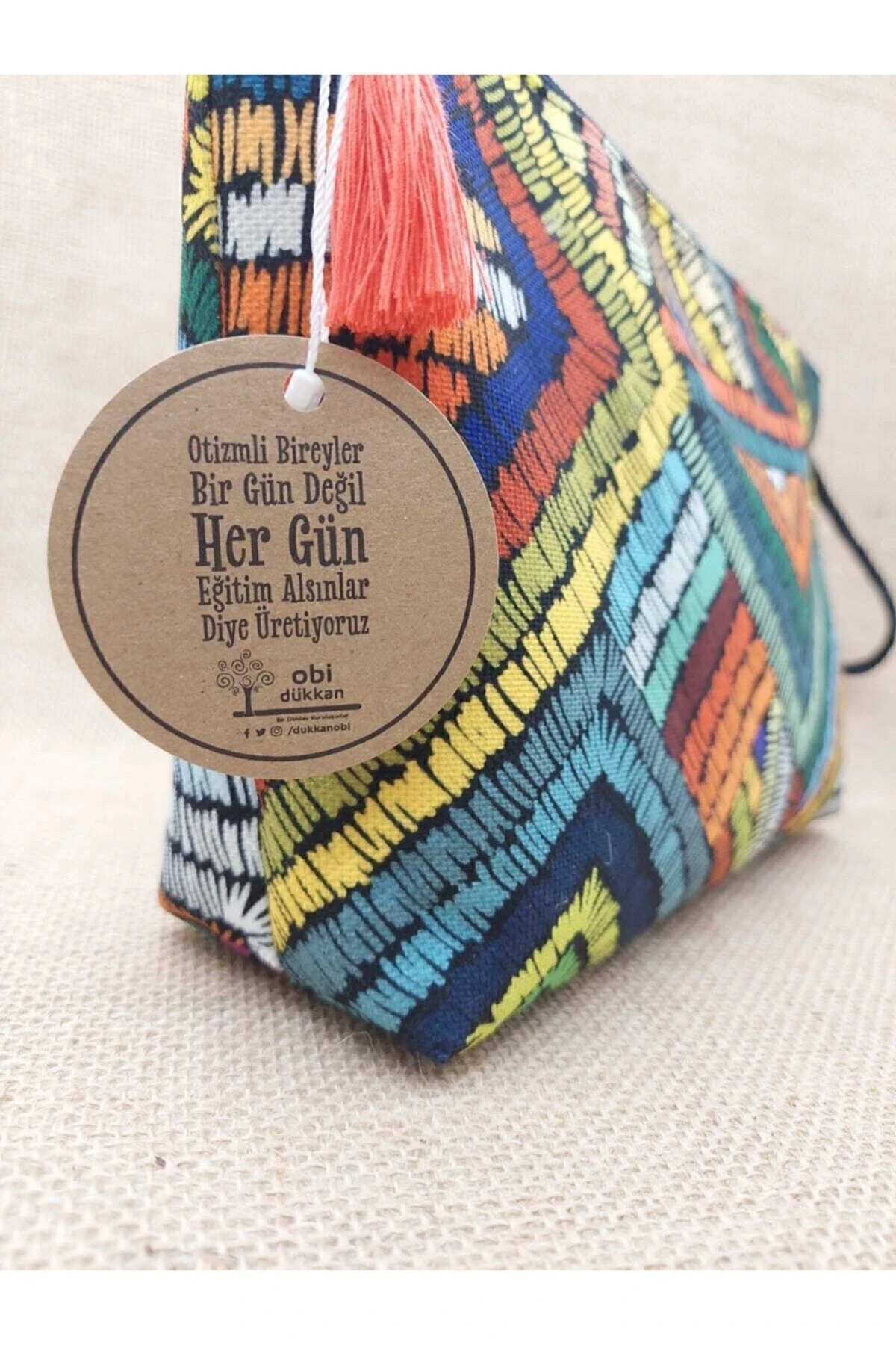 Renkli Çizgili Portföy Çanta