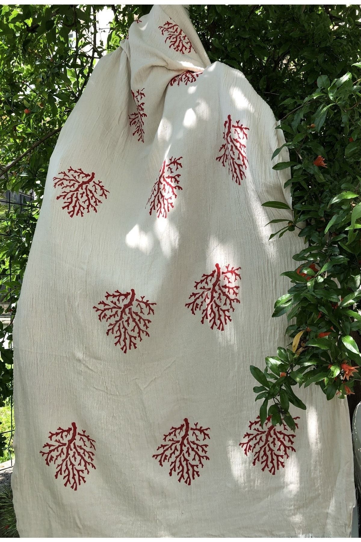 Tahta Baskı Mercanlı Peştemal,plaj Havlusu