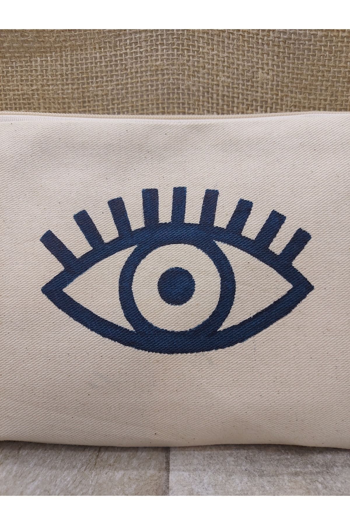 Tahta Baskı Göz Desenli Clutch ,portföy Çanta,makyaj Çantası