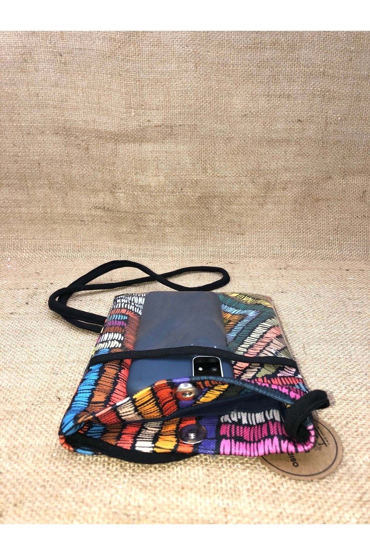 Renkli Çizgiler Dijital Baskı Çapraz Çanta