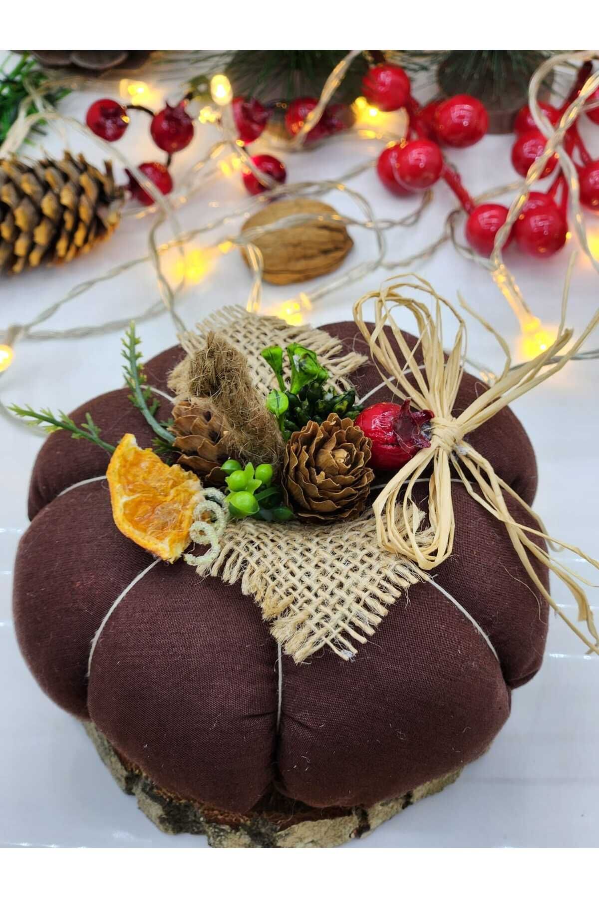 Kahverengi Kumaş Kabak Süs