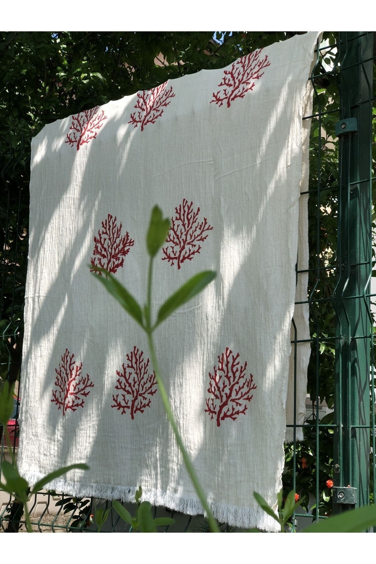 Tahta Baskı Mercanlı Peştemal,plaj Havlusu