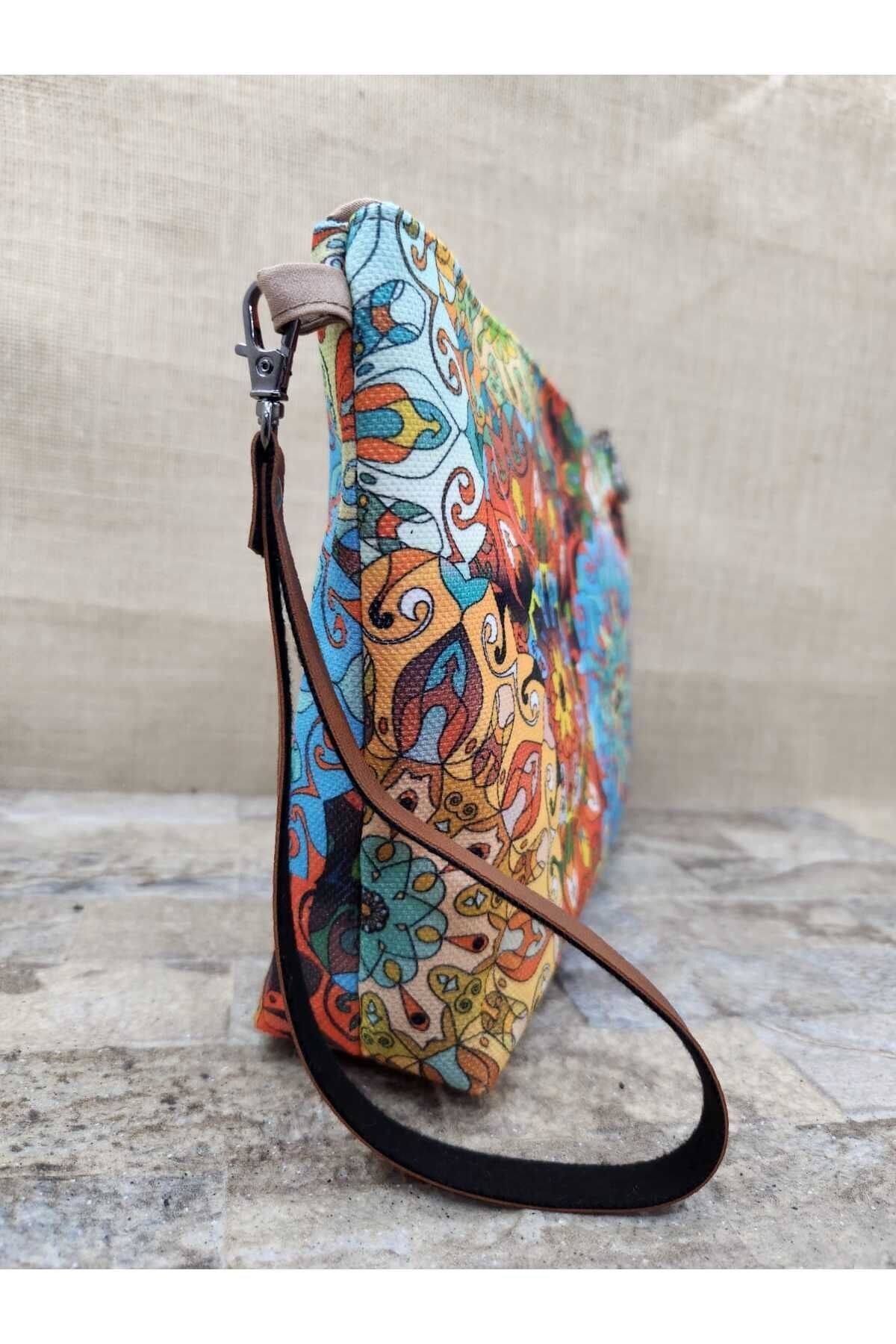 Karışık Renkli Mandala Portföy Çanta