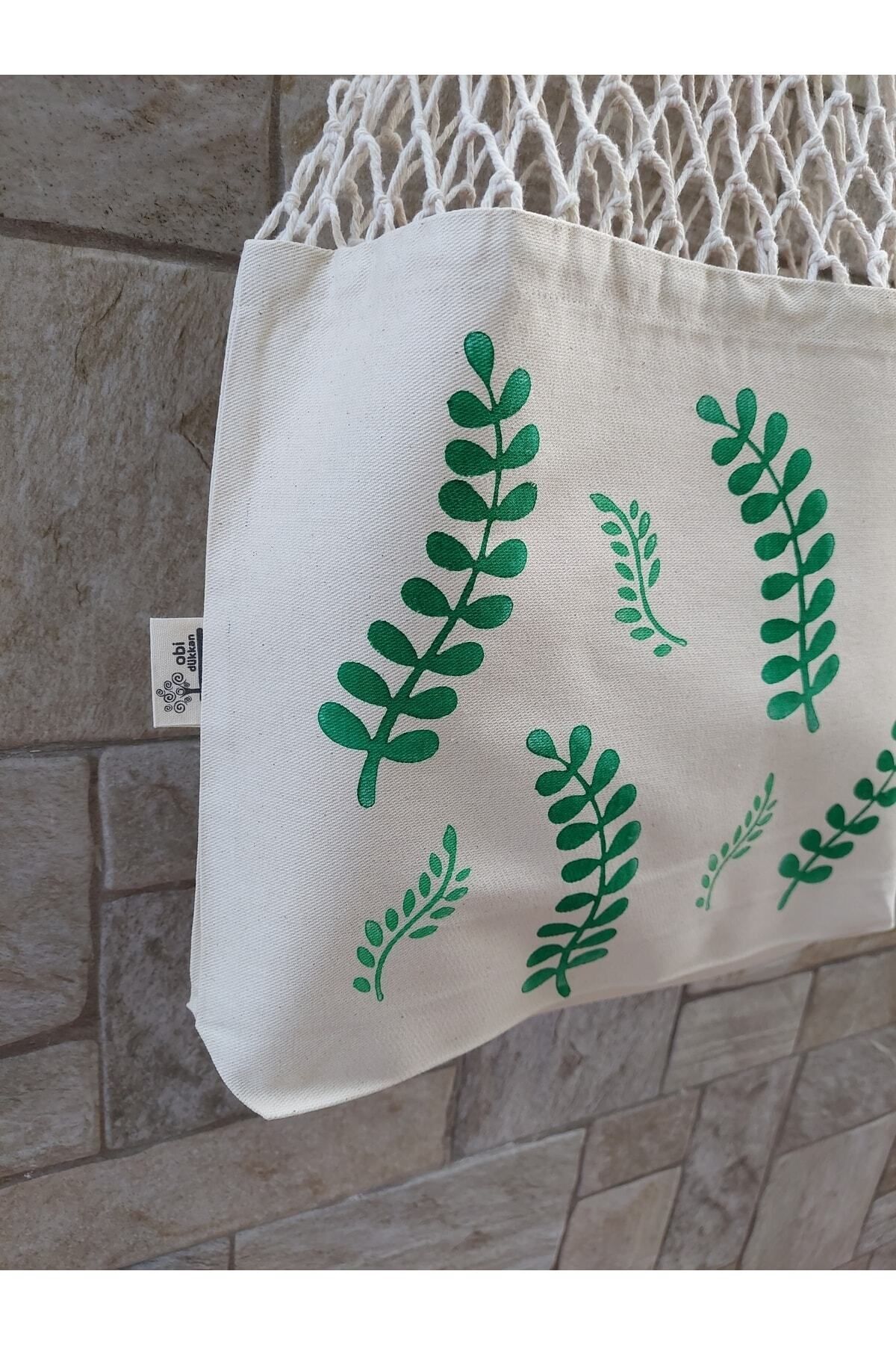 Yaprak Baskılı Uzun File Çanta