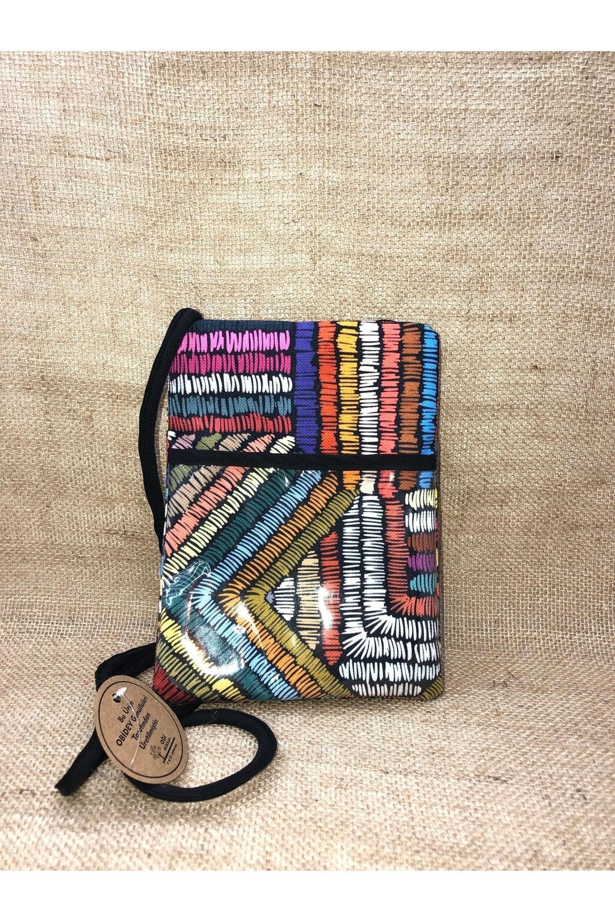 Renkli Çizgiler Dijital Baskı Çapraz Çanta