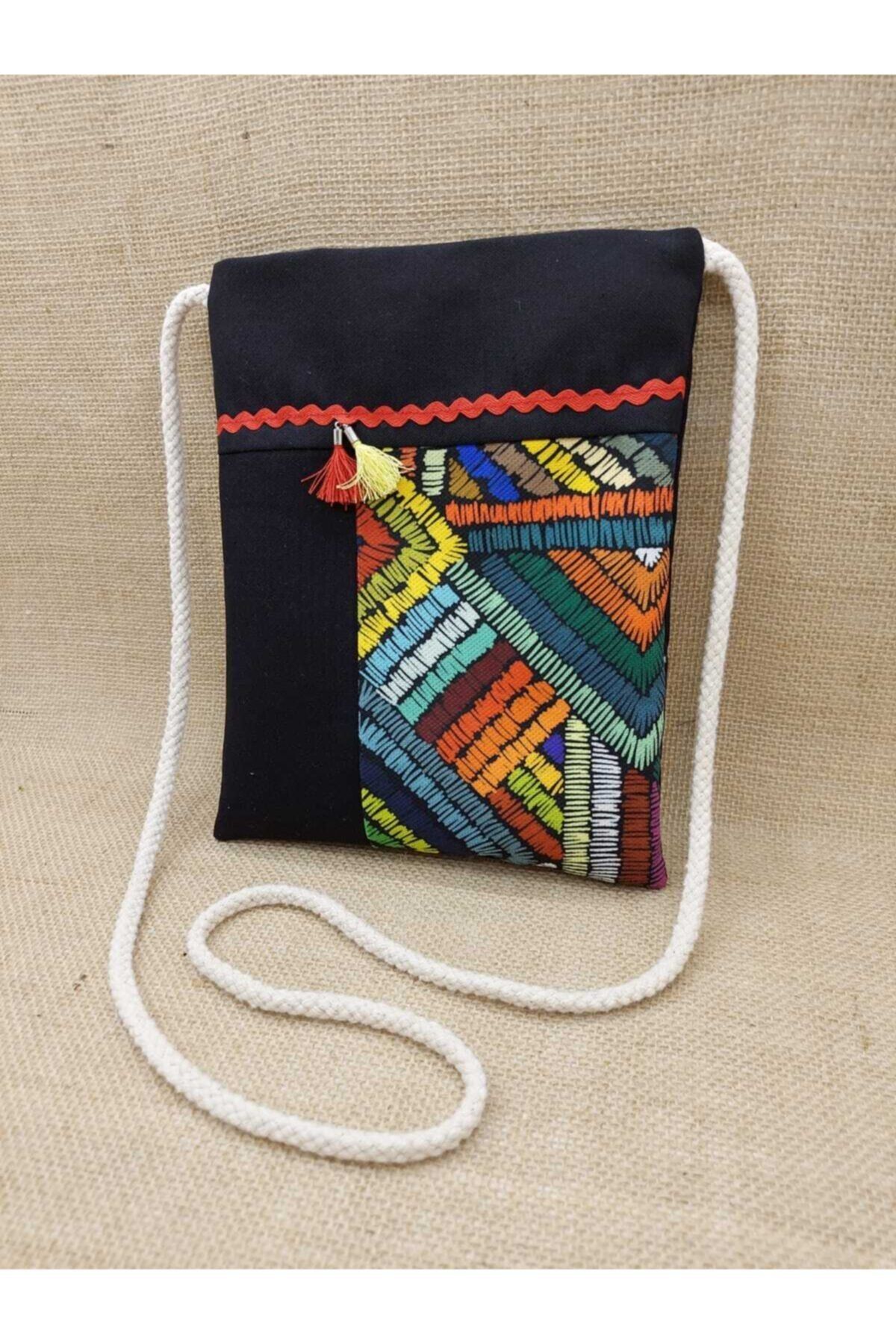 Renkli Çizgi Kırkyama Çanta