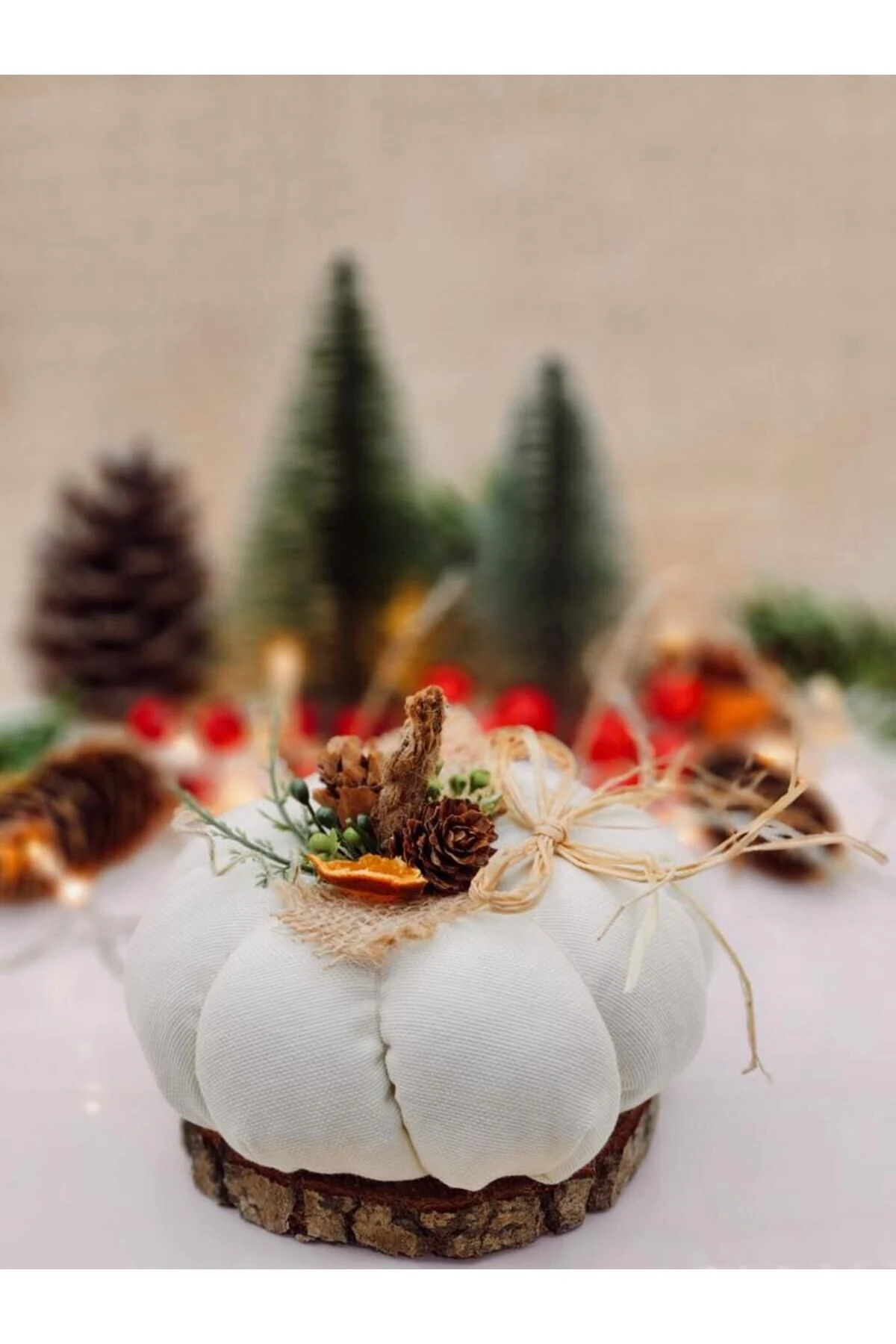 Krem Kumaş Kabak Süs