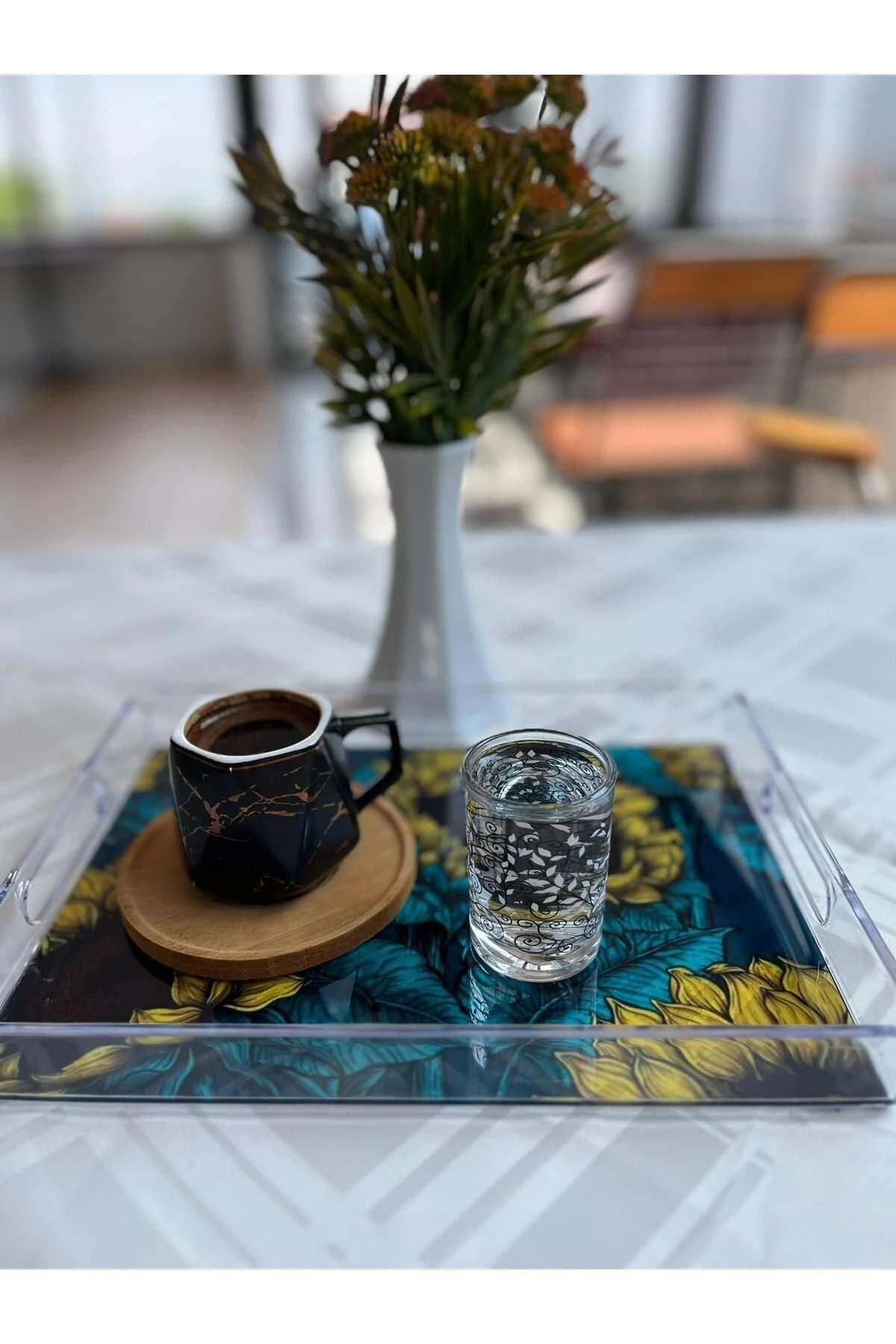 Pleksiglas Şeffaf Dekoratif Sunum Tepsisi