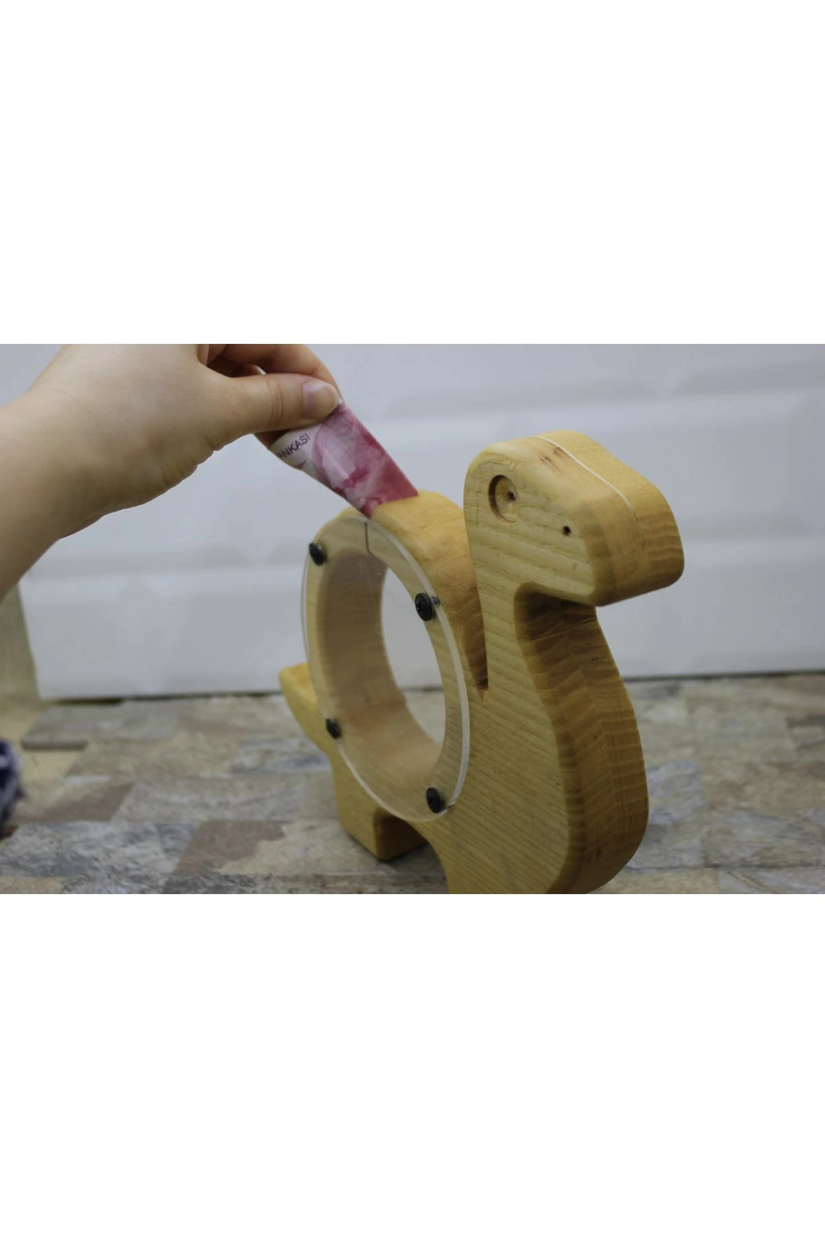 Kaplumbağa Figürlü Masif Ahşap Kumbara