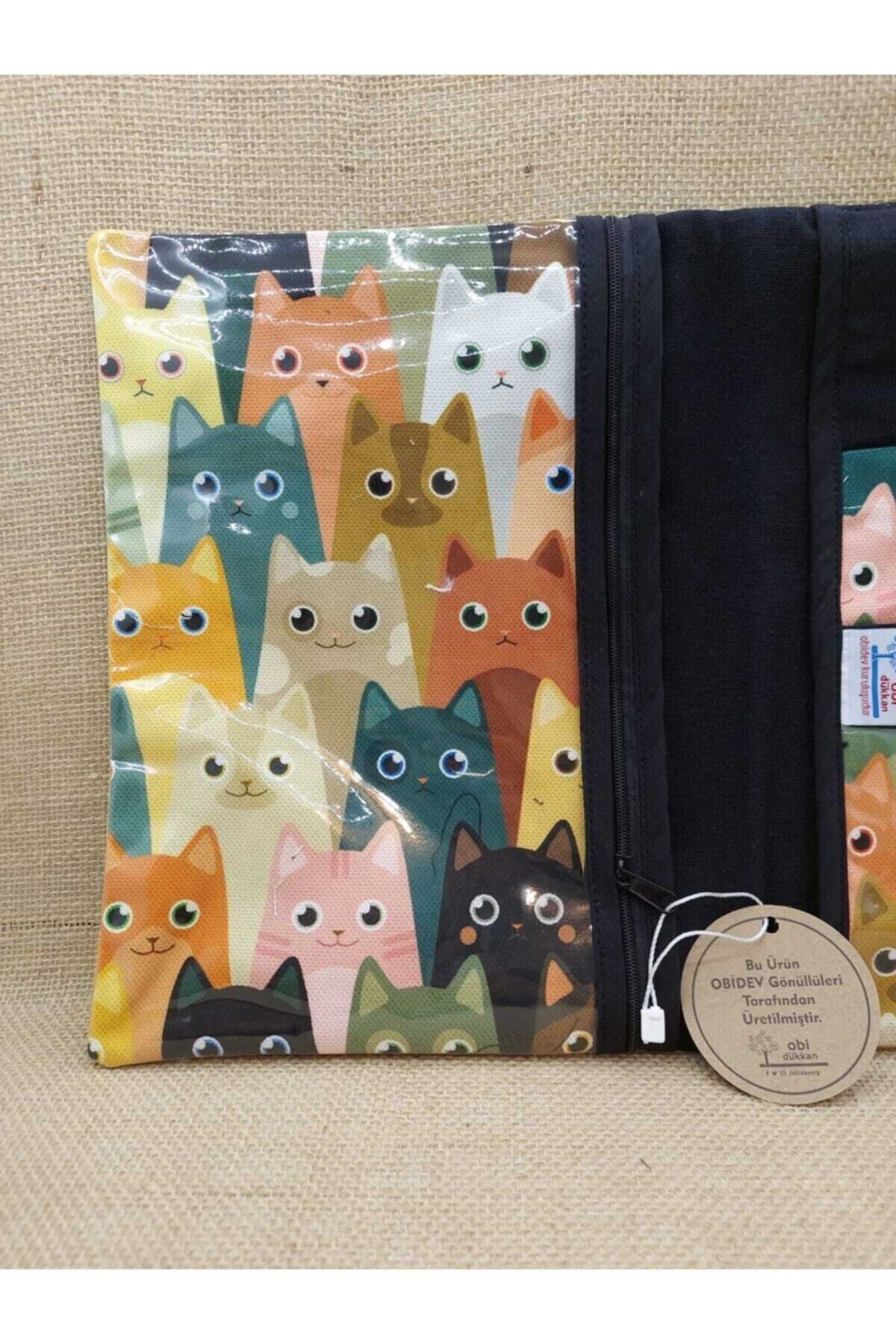 Kediler Organizer Çanta Tablet Kılıfı