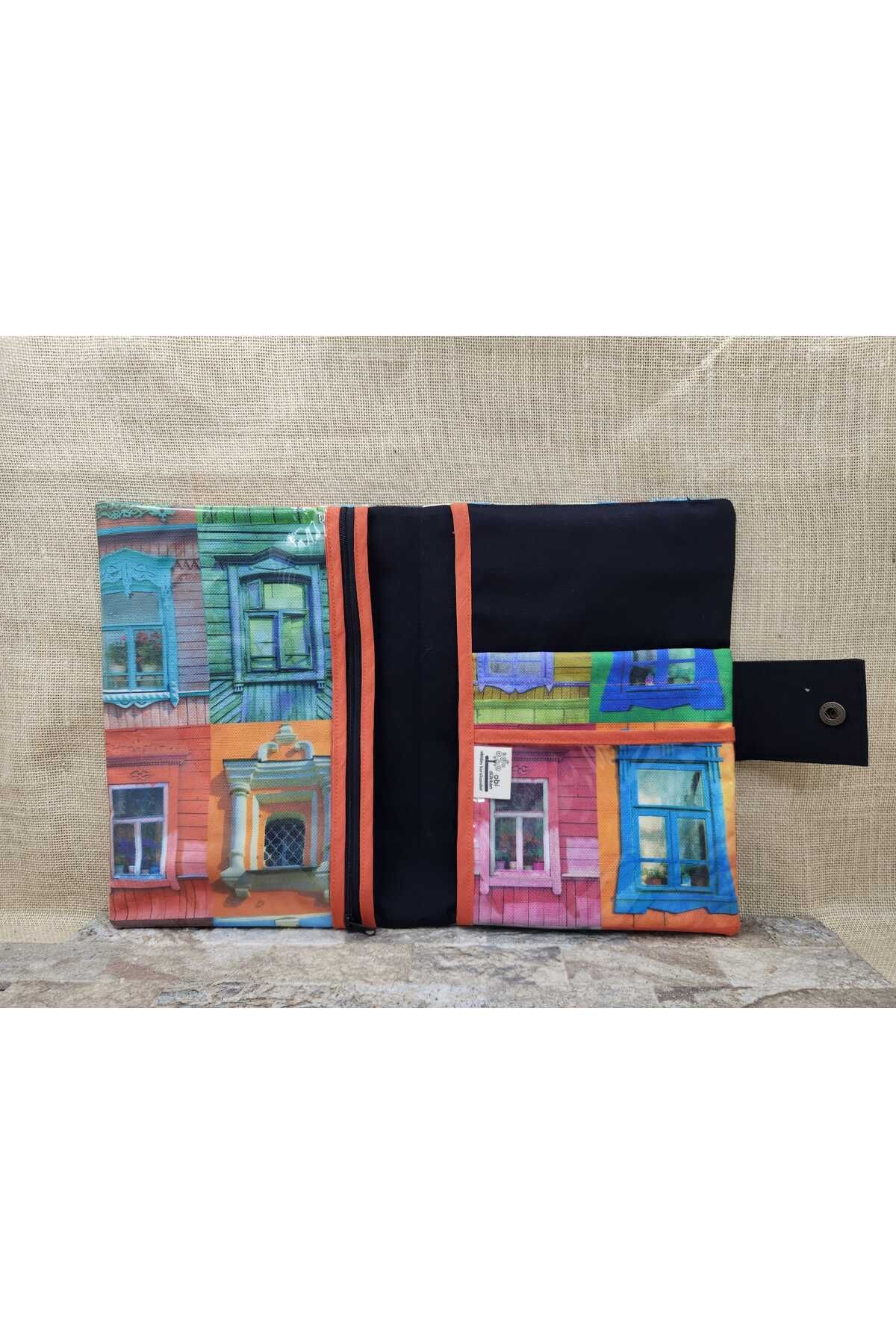 Pencereler Desenli Organizer & Tablet Kılıfı