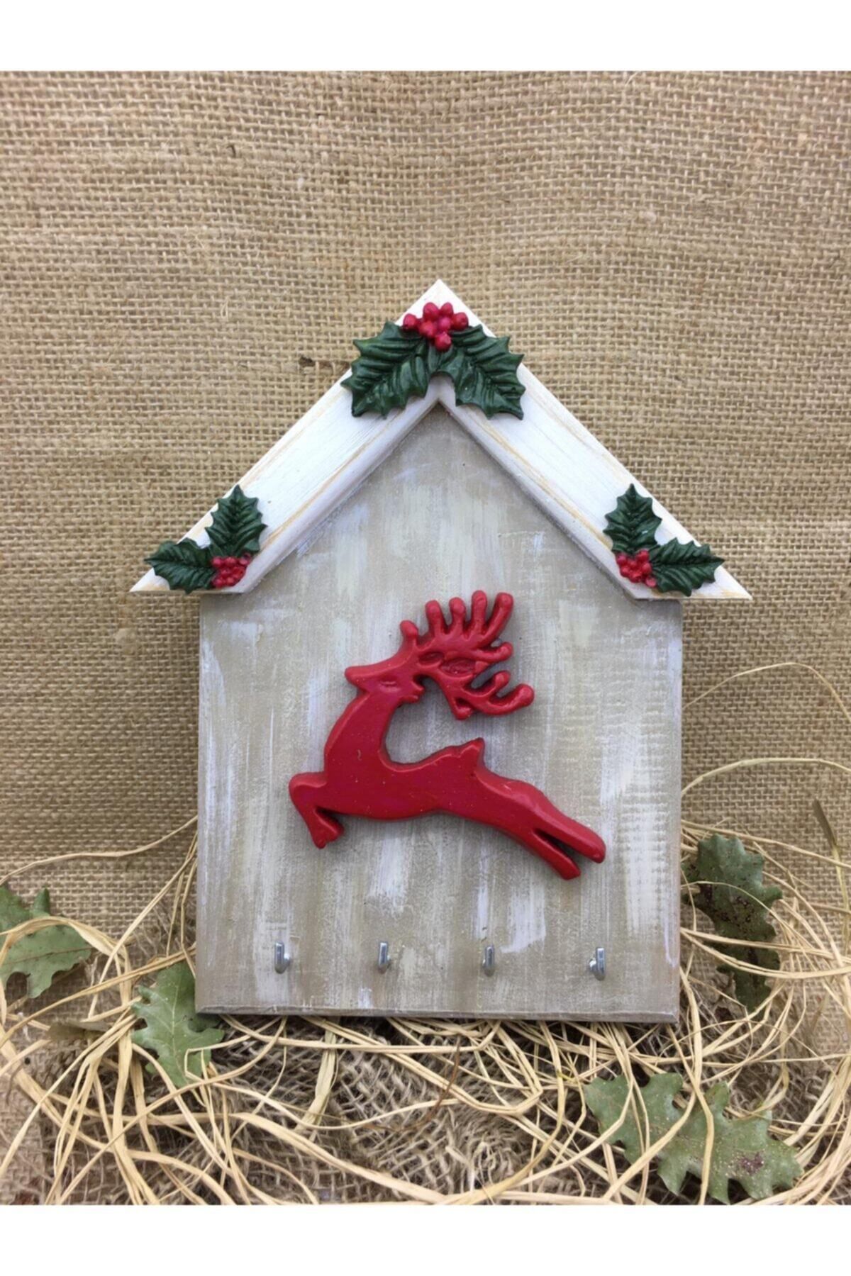 Kırmızı Geyik Anahtar Askısı