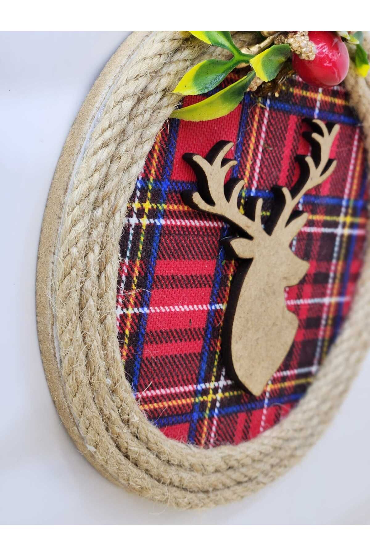 Ahşap Geyikli Yılbaşı Ağaç Süsü